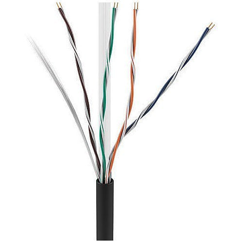 ADI PRO 0E CAT5RBK 1000ft Bulk CAT5e Ethernet Cable - 24AWG 4-Pair Solid Bare Copper, UTP, CMR/FT4 Rated, Sunlight Resistant, Black (304.8m Pull Box) - Ideal for Indoor Networking, Office Wiring & Data Centers