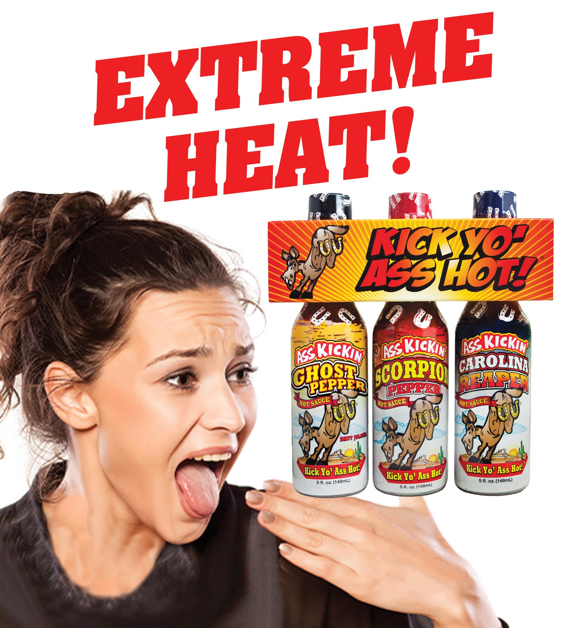 Kick Yo' Ass Hot Sauce Gift Set - Spicy Variety Pack [Region Free] - Perfect for Hot Sauce Lovers, Gifts & Party Favors