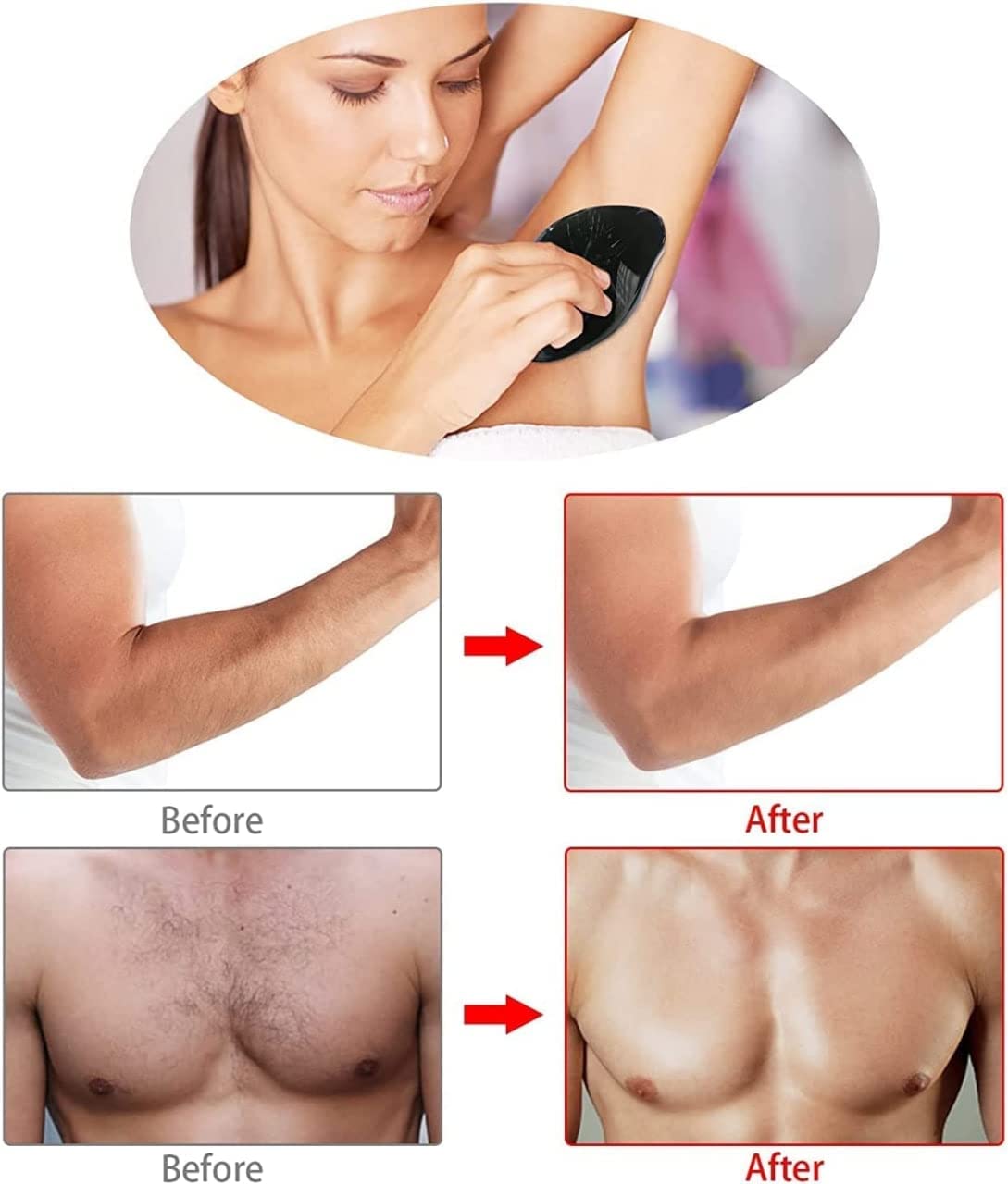 AZRMOH Crystal Hair Remover - 2022 Upgraded Painless Hair Eraser for Women & Men | Exfoliating Magic Crystal Hair Removal | Perfect for Face, Legs, Arms & Bikini Area