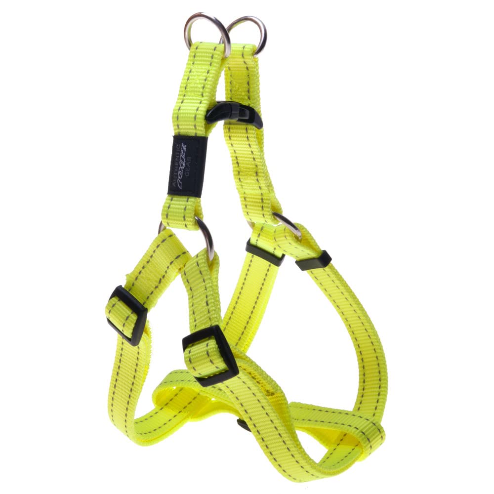 Reflective Adjustable Dog Step-in Harness for Extra Large Dogs - High Visibility Safety Vest with Matching Collar & Leash (Yellow) | Perfect for Night Walks, Jogging & Outdoor Adventures