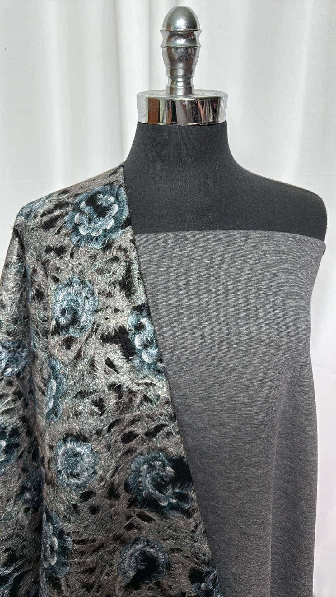 2-Tone Charcoal Nylon Ponte & Felted Wool Blend Woven Fabric Bundle - 2 Yards Each (A26910) - Perfect for DIY Fashion, Coats, Skirts, and Home Decor Projects
