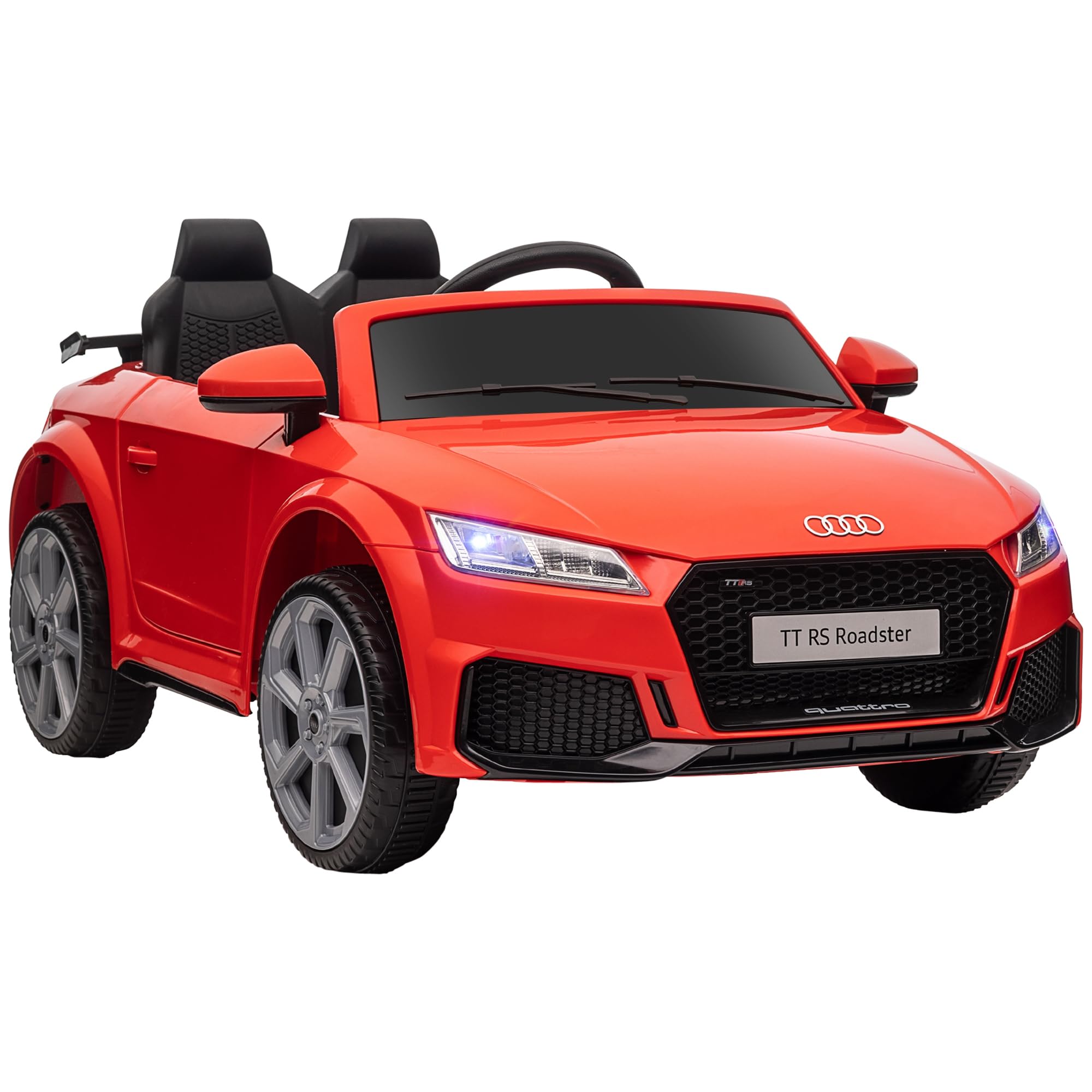 HOMCOM Kids Electric Ride-On Car for 3+ Years Old - 12V Audi TT Style with Remote Control, 3 km/h Speed, Music, Lights & Dual Opening Doors (102x60x44cm, Red) - Perfect for Indoor & Outdoor Play, Birthday Gifts, and Toddler Pretend Driving Fun