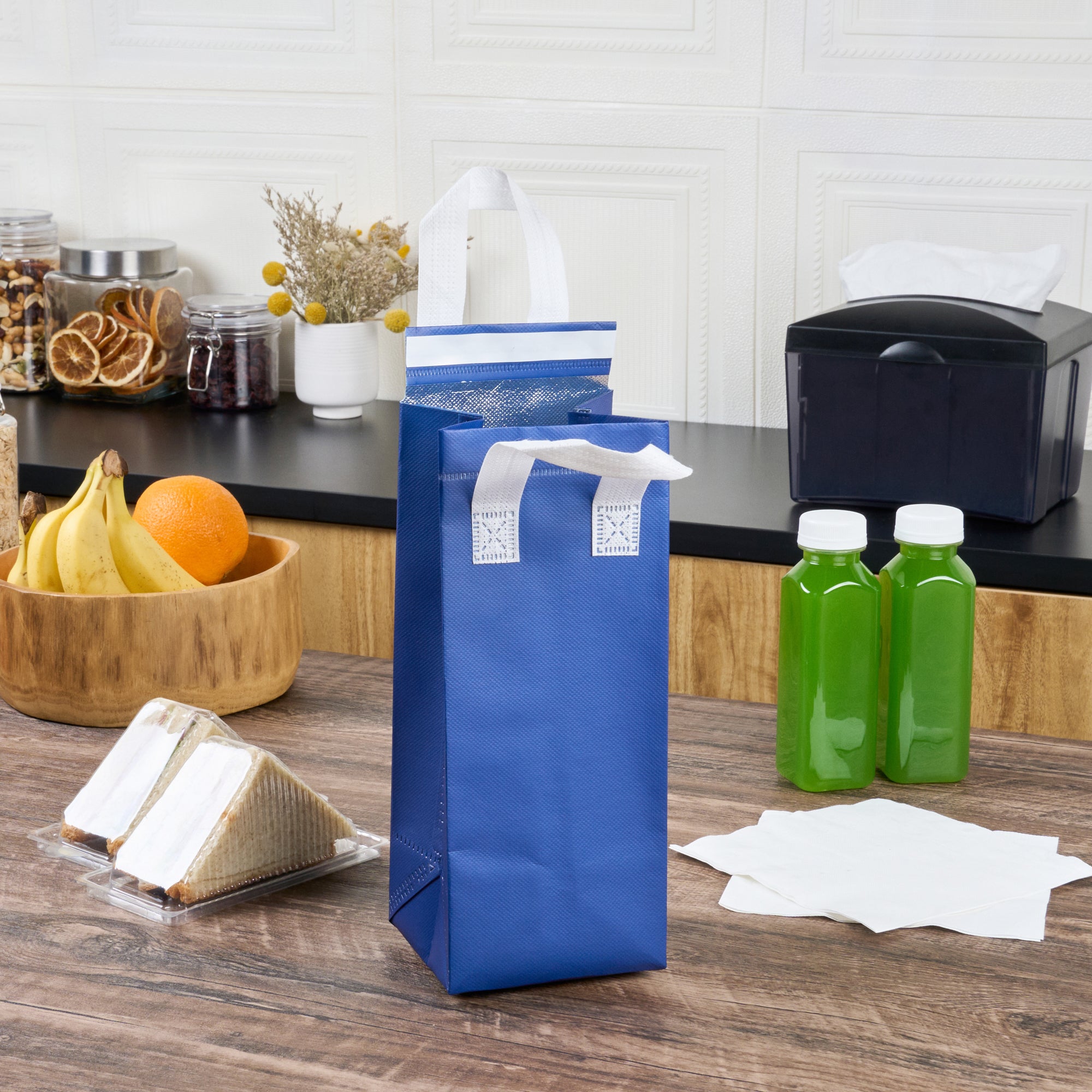 Blue Insulated Tamper-Evident Takeout Bags 4.75