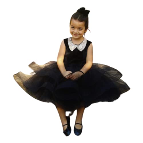 Black Velvet Tutu Dress for Girls - Toddler Birthday & Flower Girl Dress with Red Lace Trim - Elegant Black and Red Velvet Party Dress for Baby Girls (9-12 Months) - Perfect for Birthday Parties, Weddings & Special Occasions