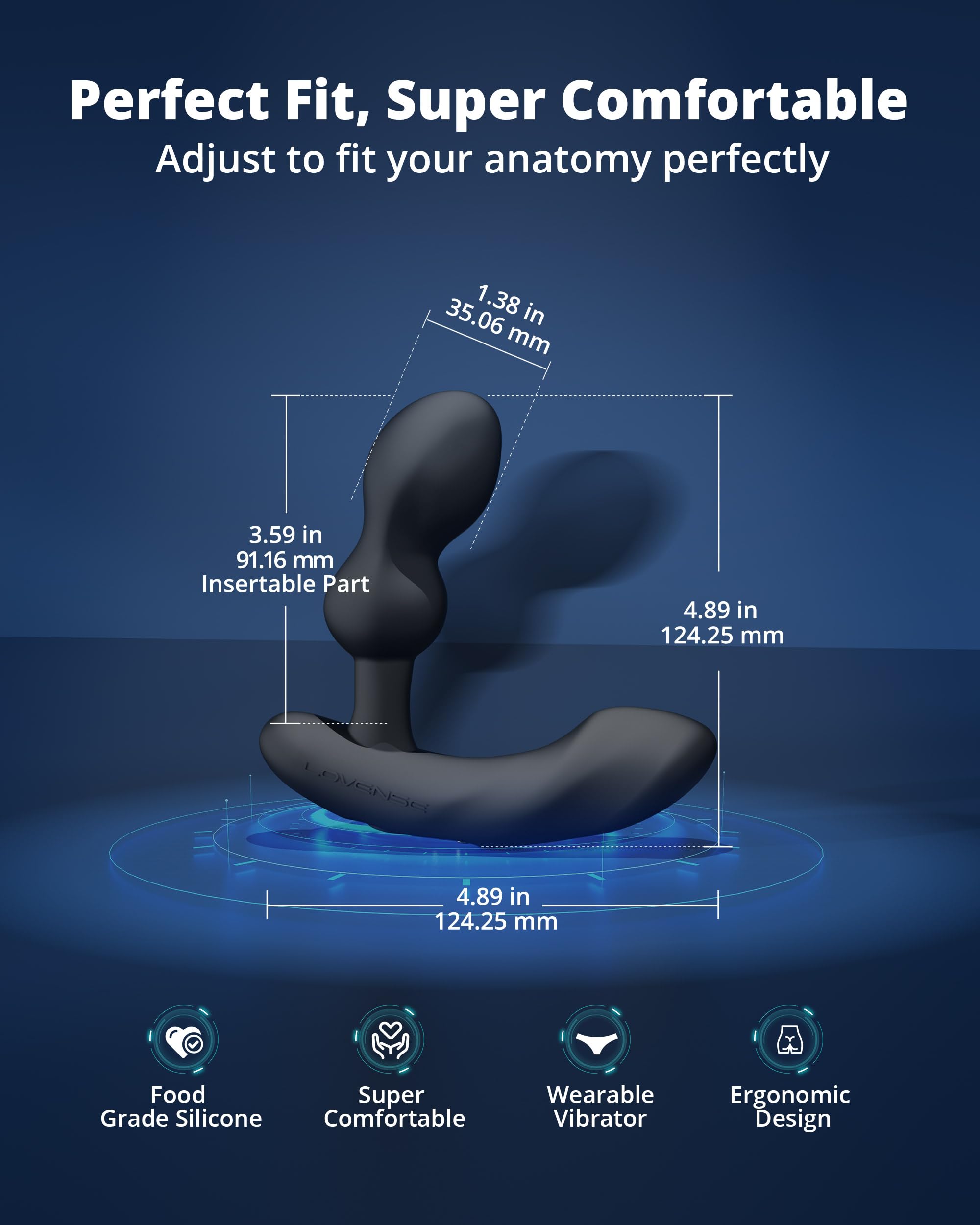 LOVENSE Edge 2 Prostate Massager for Men - Powerful APP Remote Control Vibrating Butt Plug, Adult Sex Toy with Intense Vibrations for Beginners & Advanced Users | Perfect for Couples Play, Solo Exploration & Long Distance Relationships