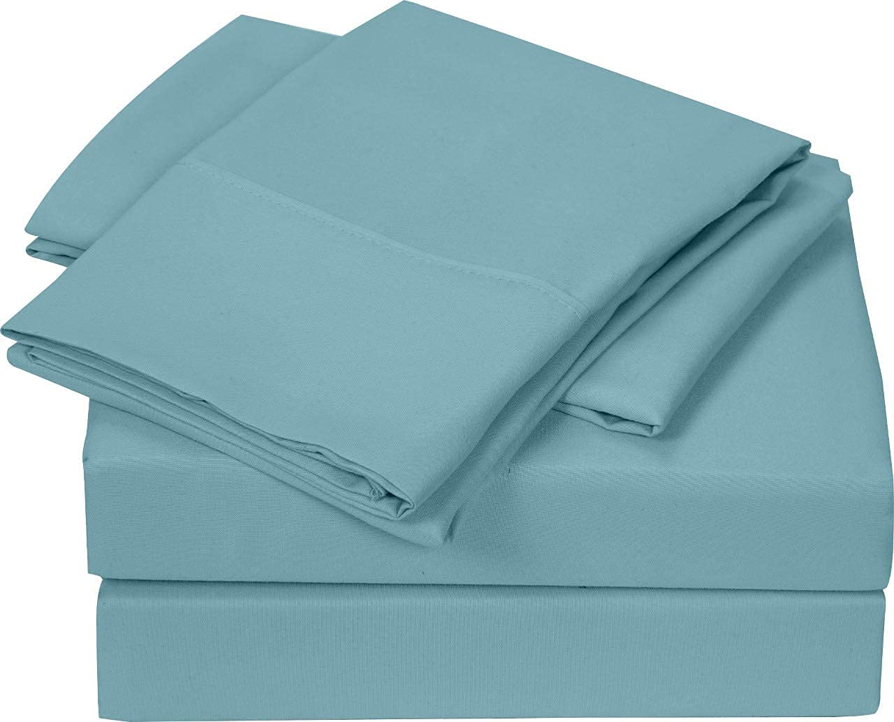 Bliss Casa 4-Piece Brushed Microfiber Sheet Set (California King, Sky Blue) - Ultra Soft, Fade & Wrinkle Resistant Bed Sheets - Includes 1 Flat Sheet, 1 Deep Pocket Fitted Sheet & 2 Pillowcases - Perfect for Master Bedrooms, Guest Rooms & Luxury Hotels