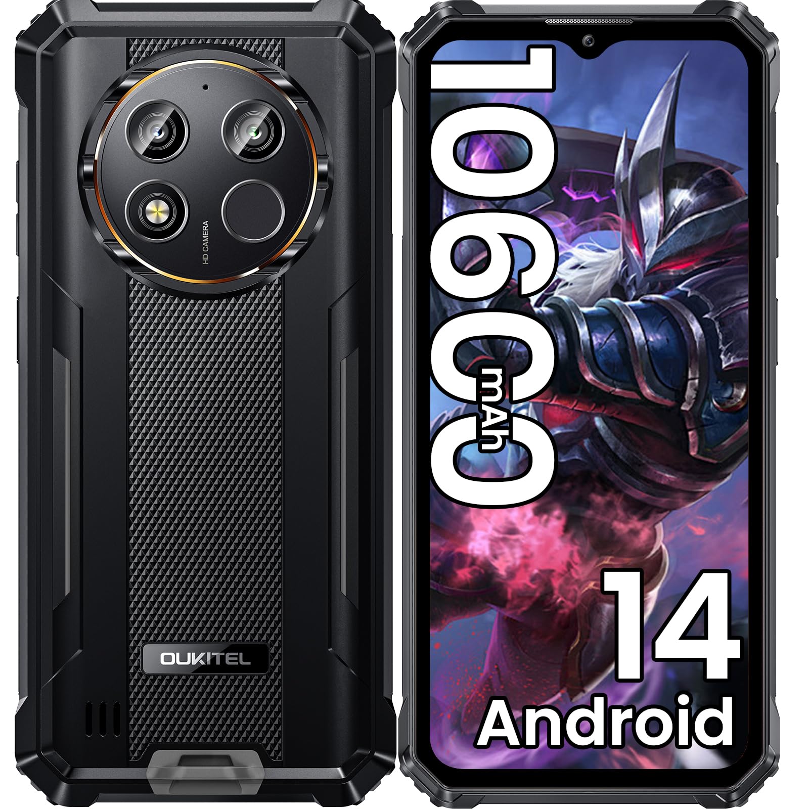 OUKITEL WP28E Rugged Smartphone - Android 14, 10600mAh Battery, 16GB RAM + 64GB/1TB Storage, 6.52