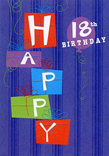 18th Birthday Card - Designer Greetings with White Letters on Colored Gifts | Perfect for Milestone Celebrations & Gift Giving