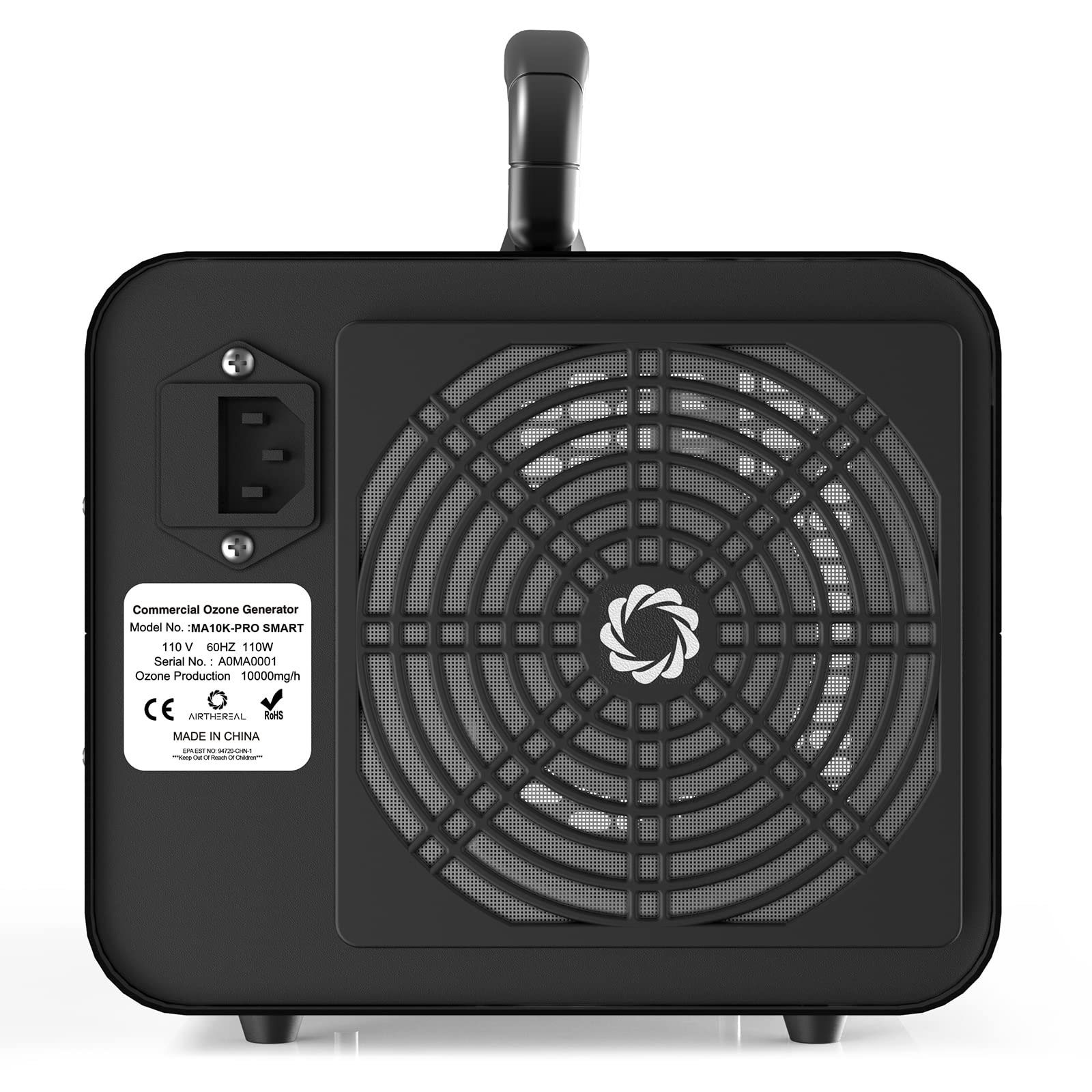 Airthereal MA10K-PRO SMART WiFi Ozone Generator - High Capacity Ozonator for Odor Removal, Air Purification & Sterilization - Adjustable Timer & Output Settings for Home, Office, Car, Pet Areas - Black Ozone Machine for Fresh & Clean Air