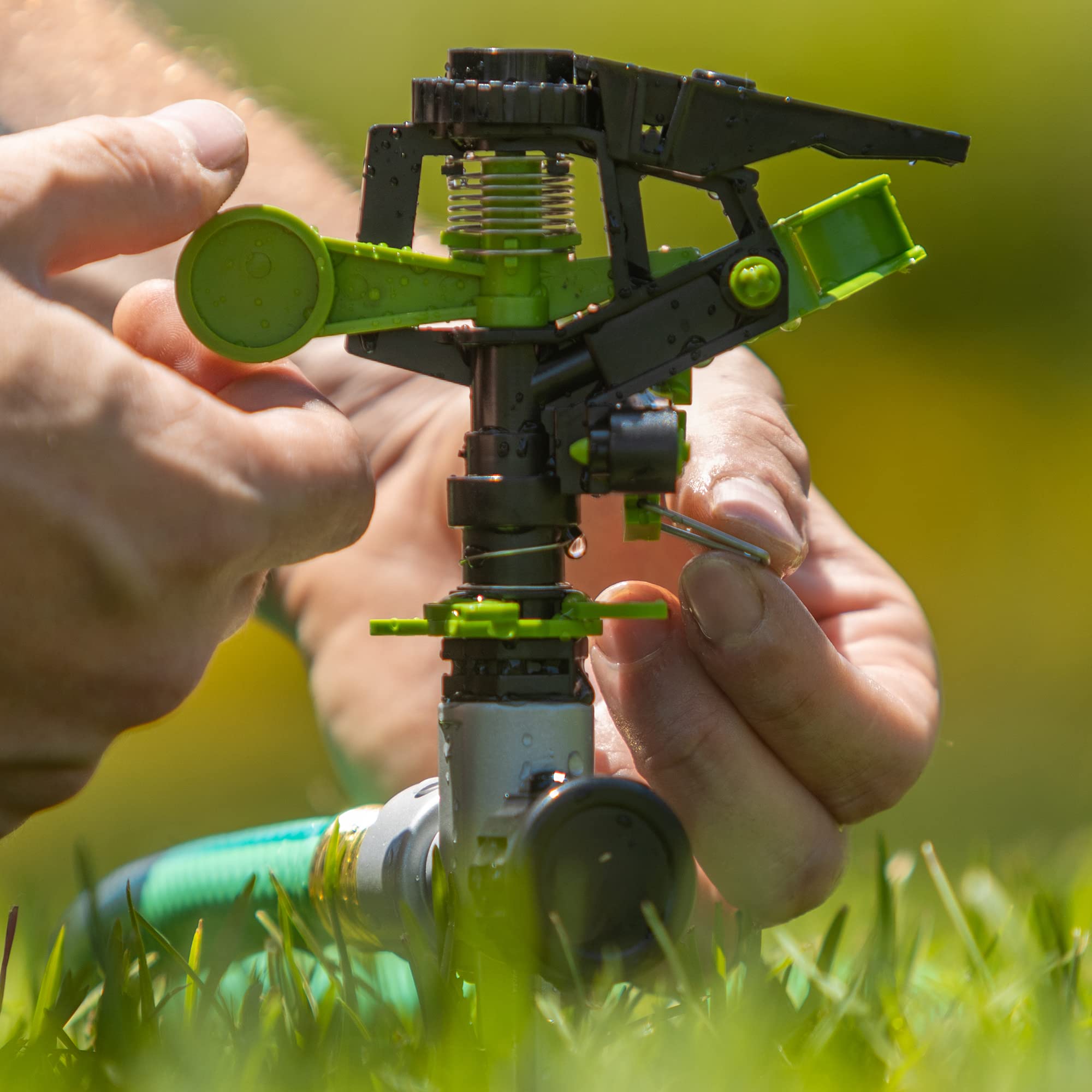 AMES 3-Piece Sprinkler Set with 2 Pulsating Spike & 1 3-Arm Rotating Sprinkler - 360° Adjustable Lawn Watering System for Garden, Yard | Easy Hose Connection | Perfect for Grass, Flower Beds & Landscaping