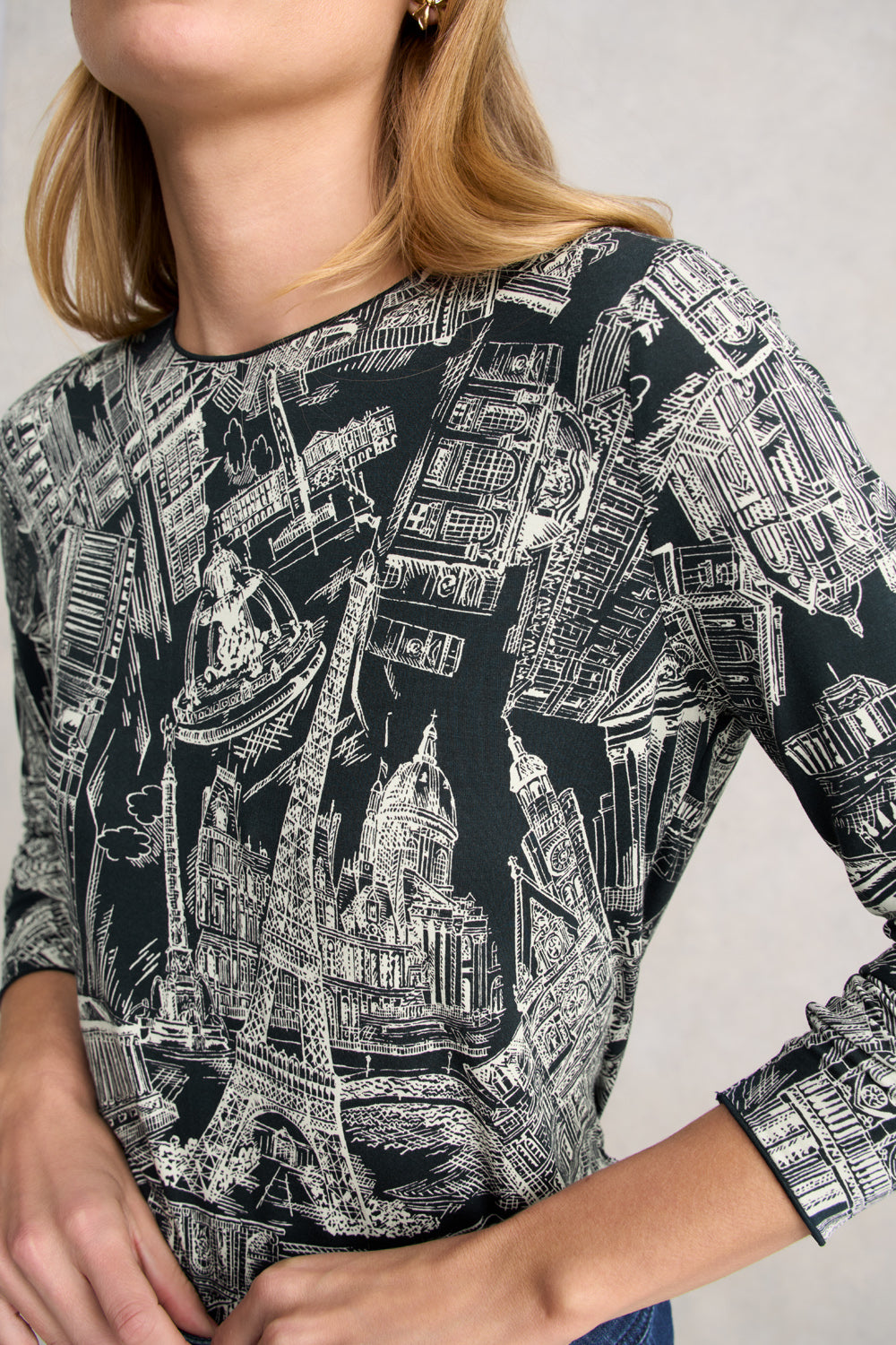 Long Sleeve Crew Neck T-Shirt with Paris France Capital Print - Casual Wear for Men & Women | Perfect for Travel, Street Style & Everyday Outfits