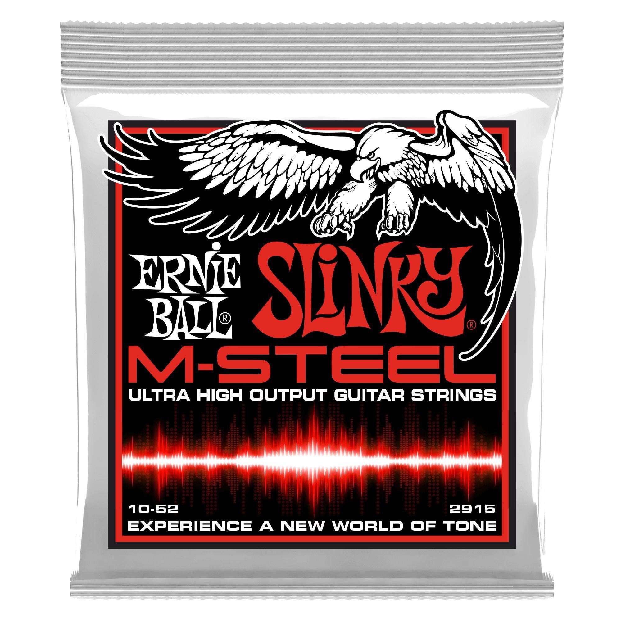 Ernie Ball Skinny Top Heavy Bottom Slinky M-Steel Electric Guitar Strings 10-52 Gauge (P02915) - Perfect for Rock, Metal & Drop Tuning Performances
