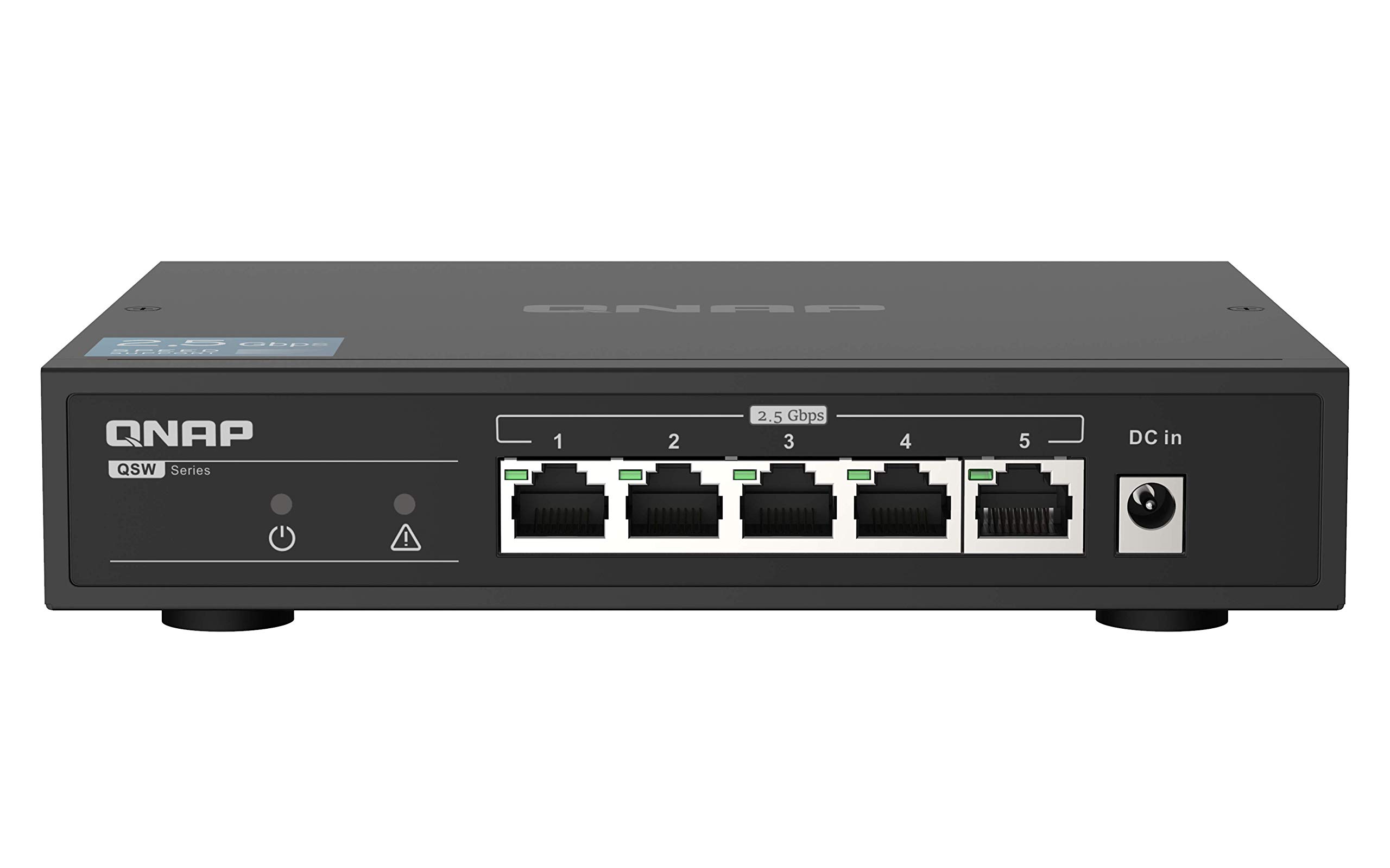 QNAP QSW-1105-5T 5-Port 2.5Gbps Unmanaged Network Switch with Auto-Negotiation (2.5G/1G/100M) - Ideal for Home Office, Gaming & High-Speed Data Transfer