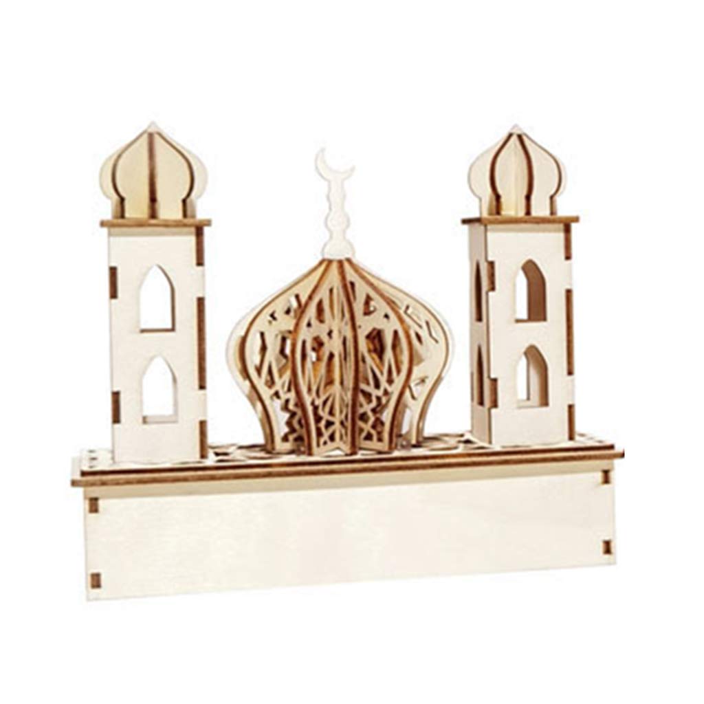 Wooden Lighthouse LED Night Light - Ramadan & Eid Mubarak Decor - Muslim Festival Home Decoration for Bedroom, Living Room, Prayer Room