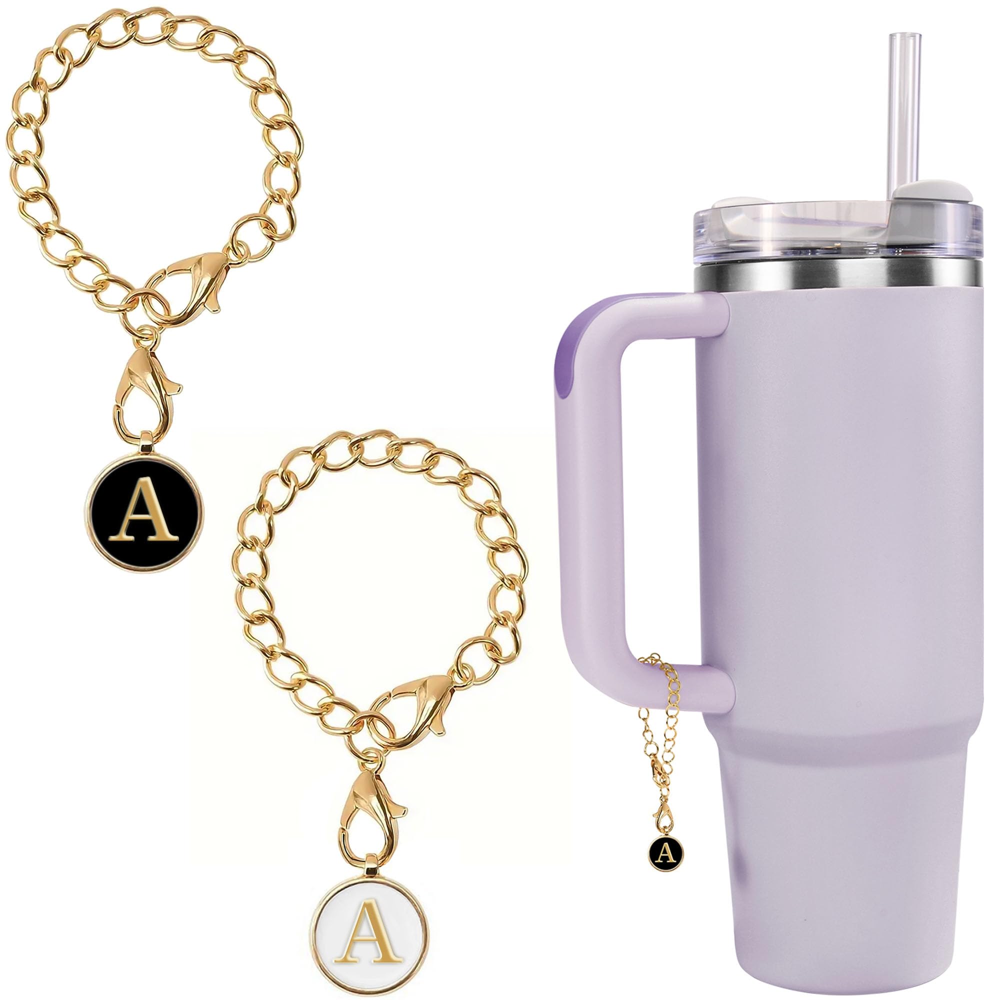 2Pcs Letter Charms for Stanley Cup - Personalized Handle Accessories for Stanley Tumbler 40oz - Perfect for Customizing Your Stanley Cup, Great for Gifts, Parties & Everyday Use