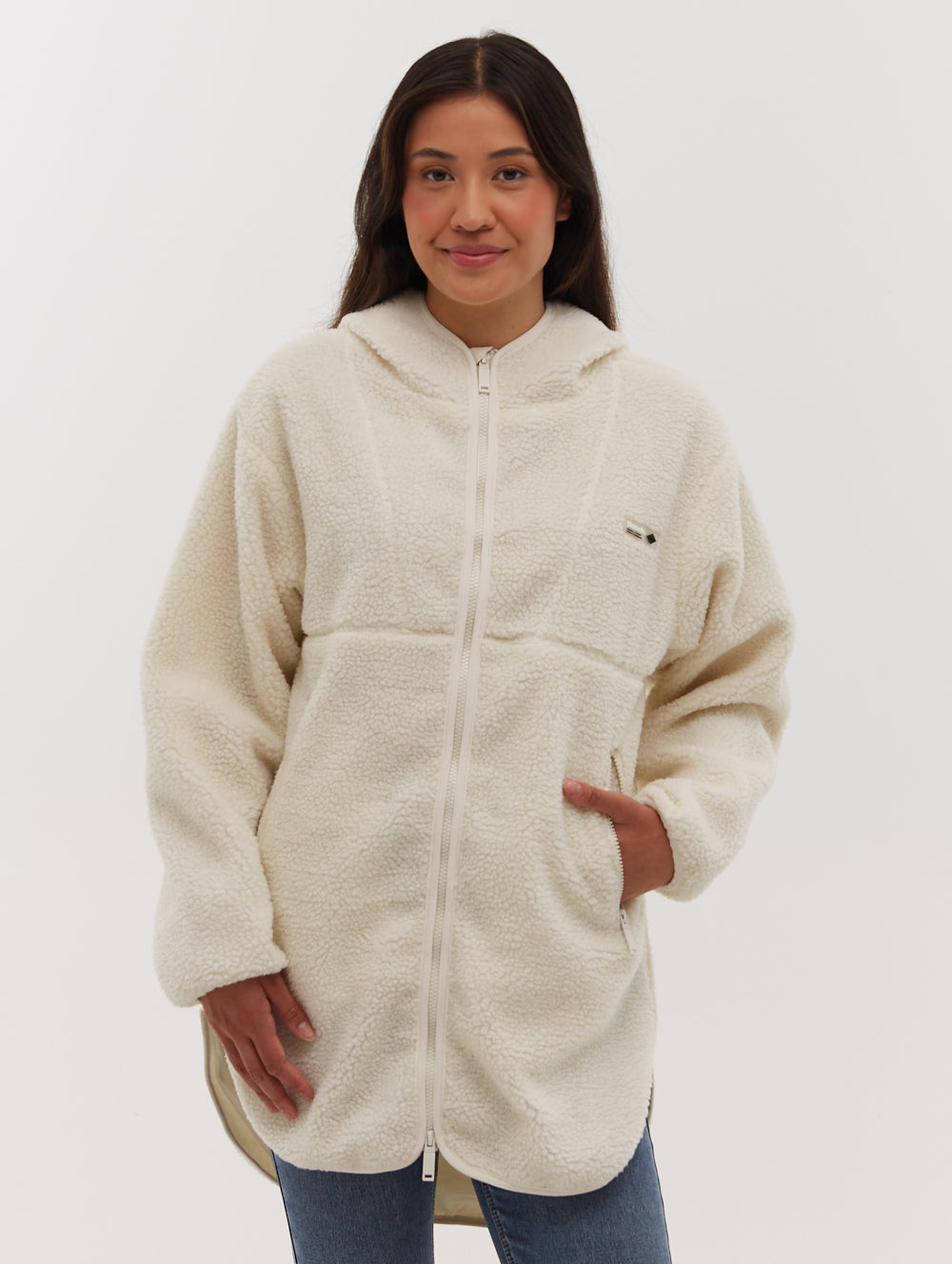 Brilli Women's Longline Sherpa Jacket - Cozy Fleece Lined Winter Coat for Outdoor Activities & Casual Wear