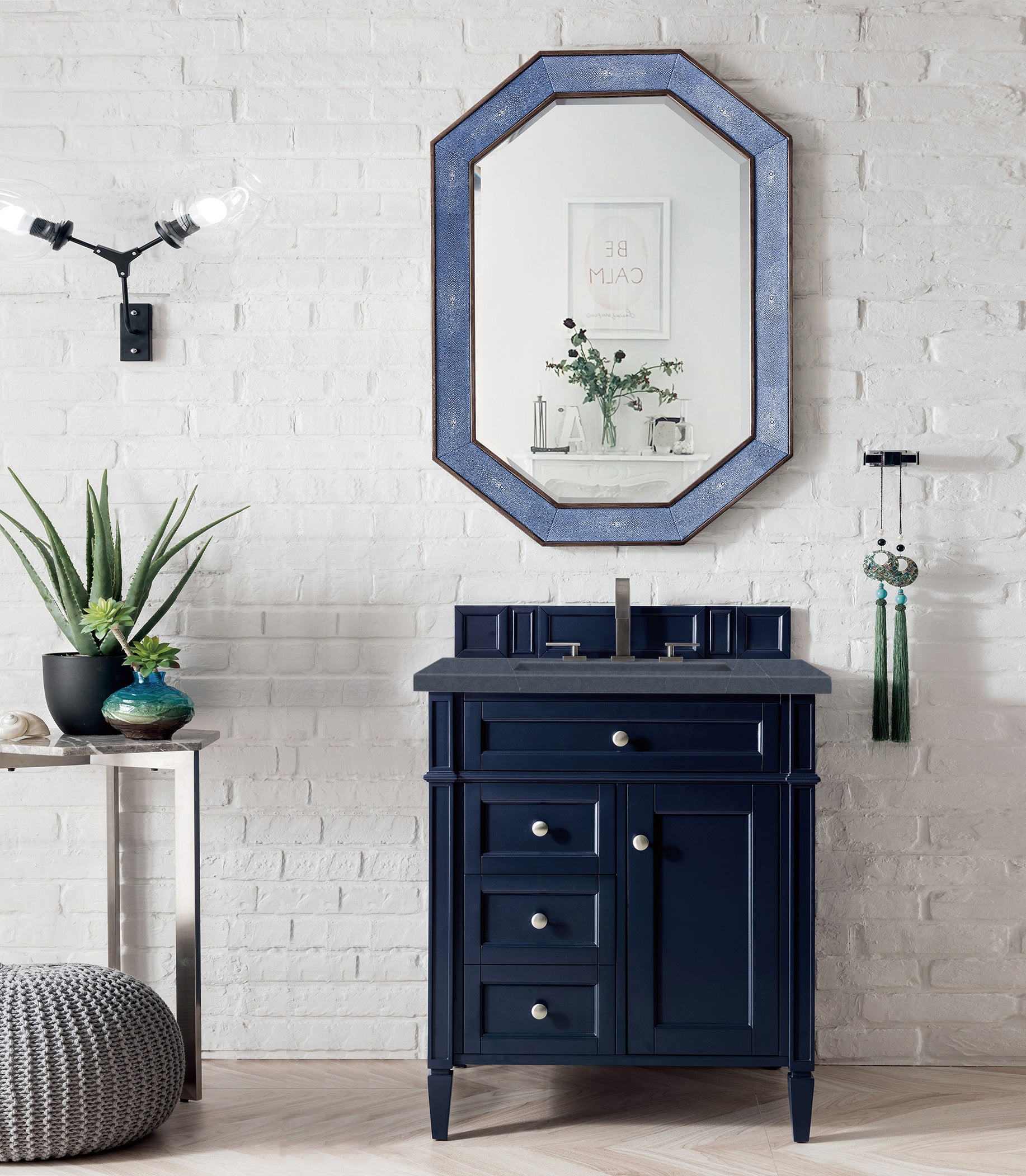 Brittany 30-Inch Single Bathroom Vanity Set with Victory Blue Cabinet & 3CM Charcoal Soapstone Quartz Countertop - Perfect for Modern Master Bathrooms and Guest Powder Rooms