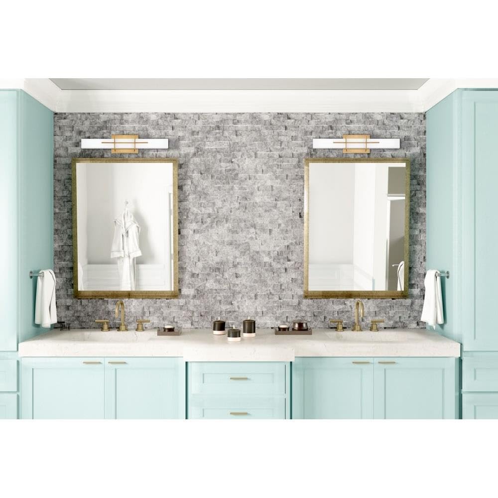 Vintage Brass Bathroom Light Fixture - Modern Aged Brass Finish Wall Sconce for Bathroom Vanity - Perfect for Spa, Powder Room & Luxury Home Decor (Model: 71-Bel-4352148)