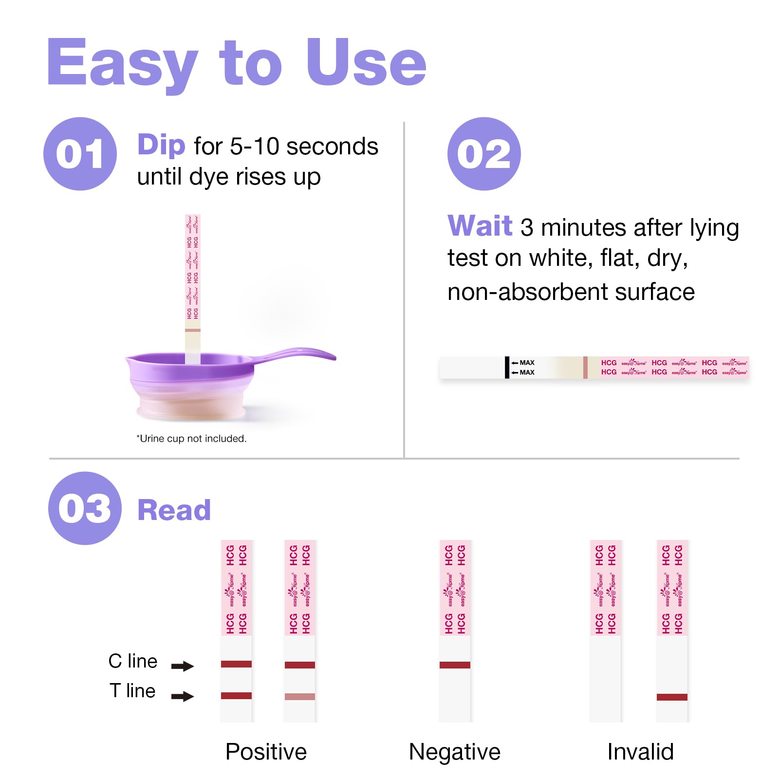 Easy@Home 100 Pack Pregnancy Test Strips - Highly Sensitive Early Detection Home Urine Test Kit (25mIU/mL) for Women | Accurate & Fast Results | Perfect for Trying to Conceive, Fertility Tracking & Family Planning