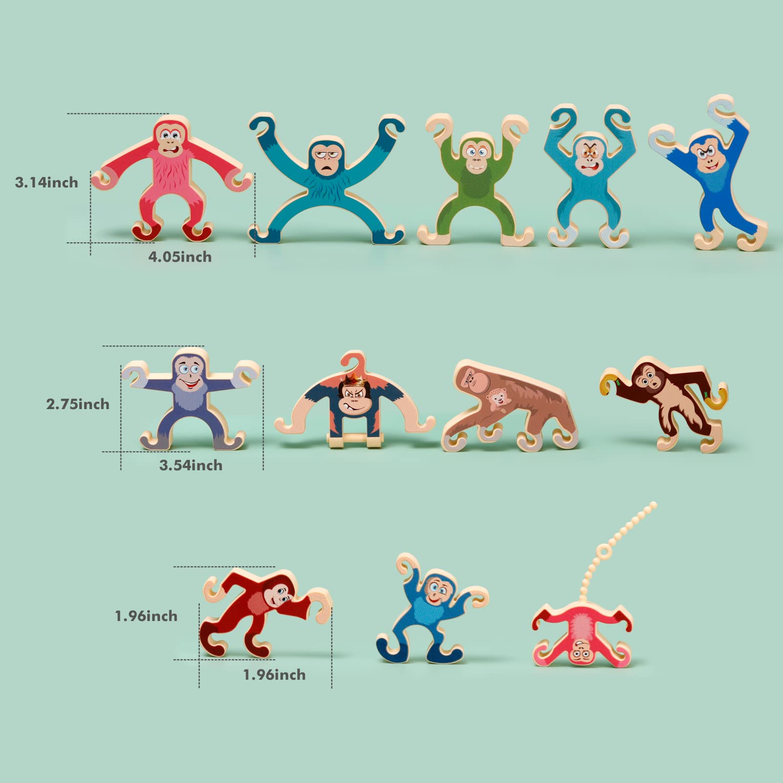 Haakaa Monkey Stacking Toys Set - 12PCS Food Grade Silicone Stacking Blocks for Kids Ages 3-6 | Educational STEM Building Toys, Balance Game & Preschool Learning Gift | Perfect for Classroom, Playroom & Birthday Parties