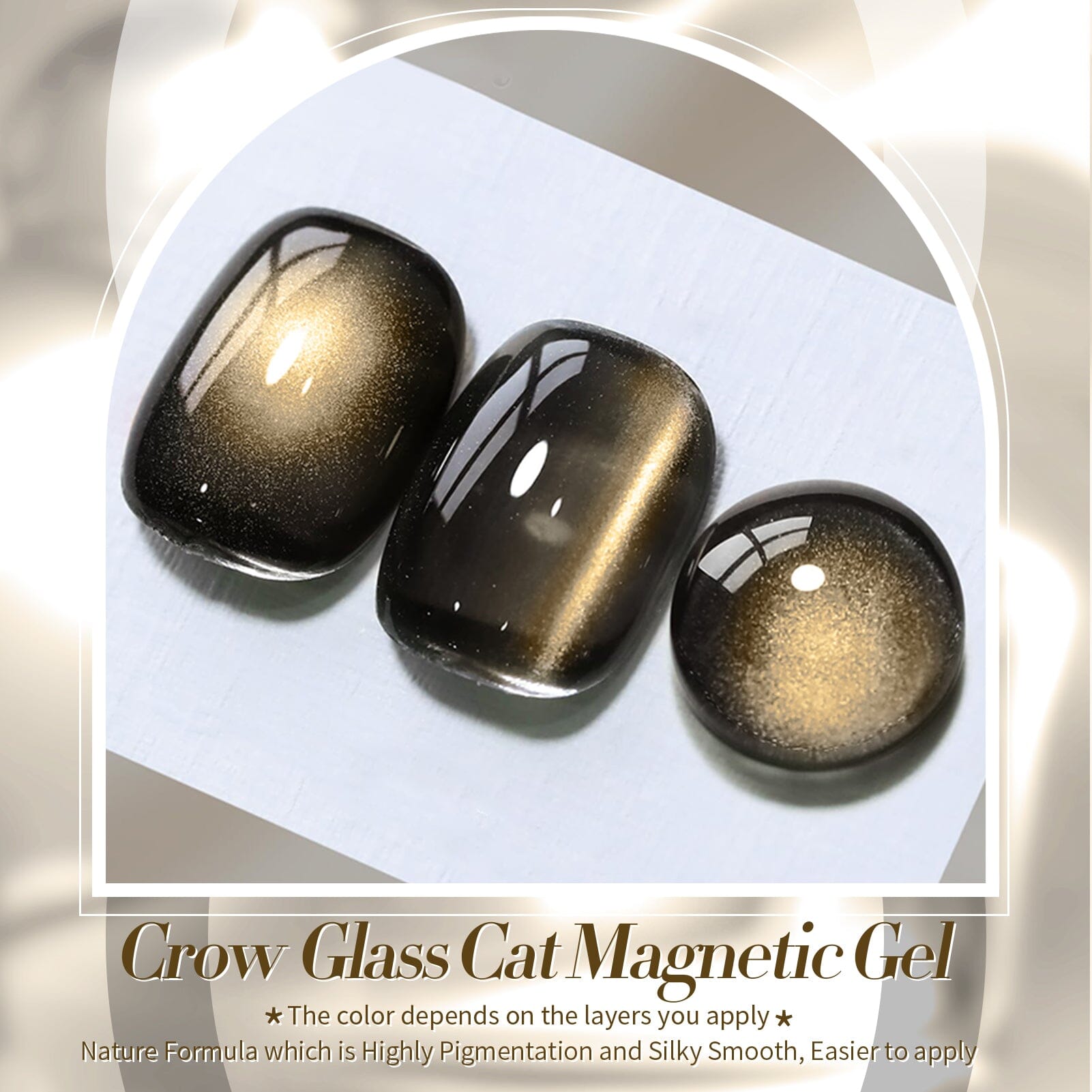 Black Gold Glass Cat Magnetic Gel Polish 15ml - Long Lasting Nail Art Polish for Salon & Home Manicure - Perfect for Parties, Weddings & Special Occasions