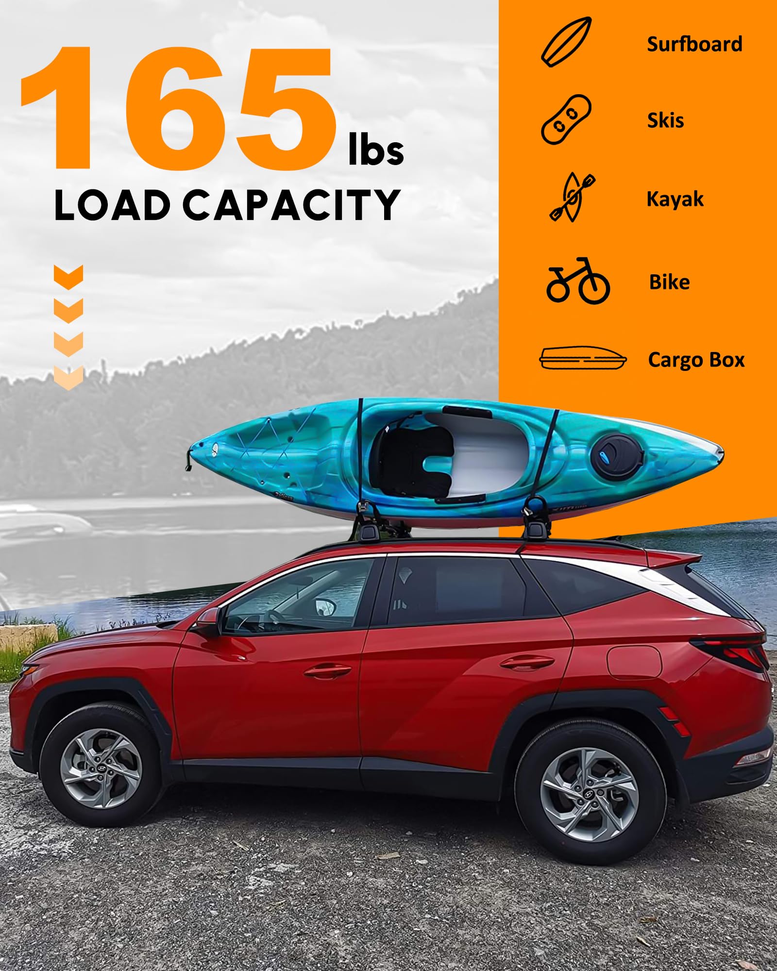 Lockable Roof Rack Cross Bars for Volvo XC60 2018-2025 - Heavy Duty Cargo Carrier Accessories | Perfect for Road Trips, Camping & Outdoor Adventures