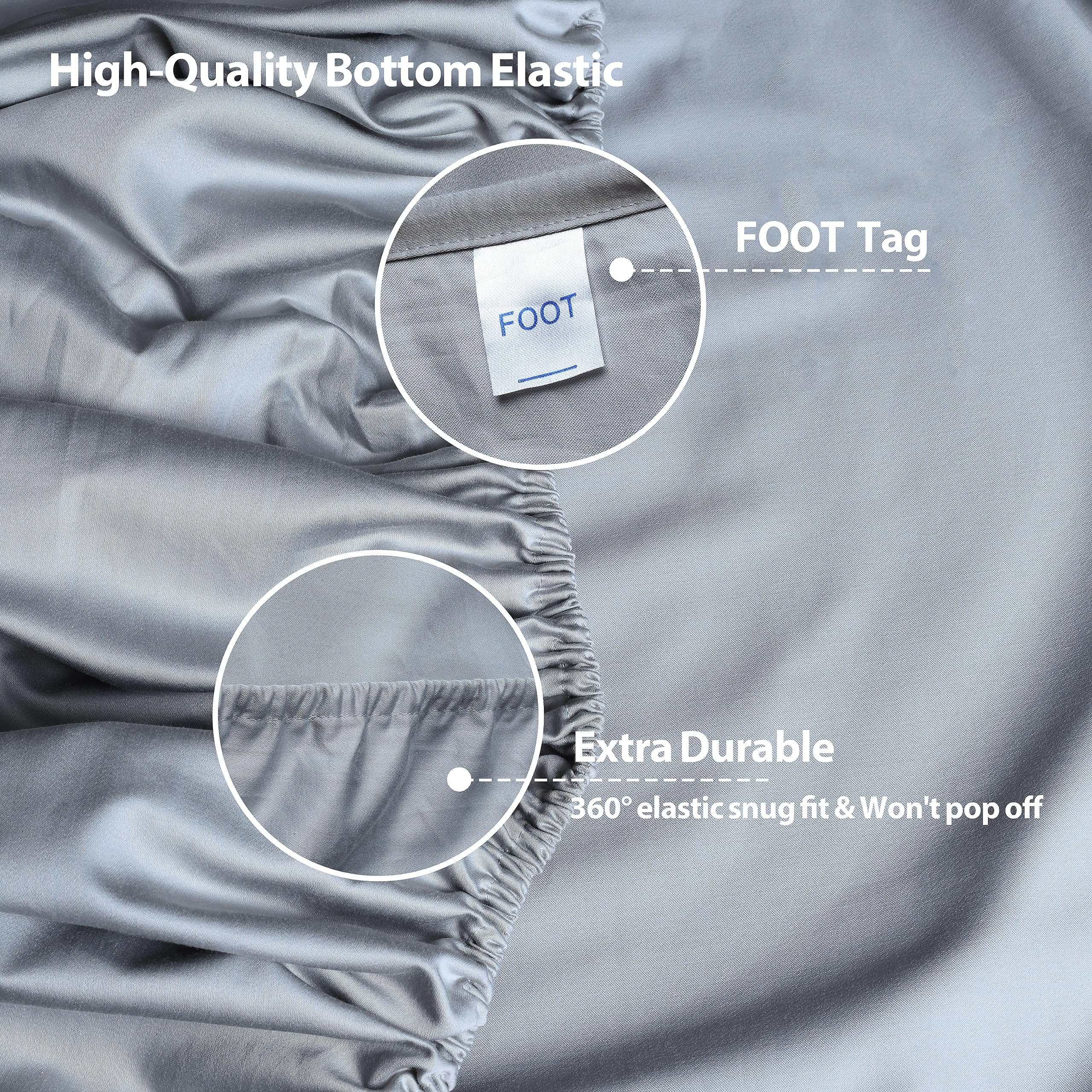 Premium 100% Egyptian Cotton 600 Thread Count Queen Size Fitted Sheet - Gray Deep Pocket (16