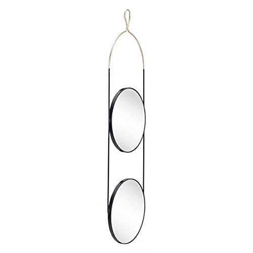 Gold & Black Steel Round Hanging Mirror with MDF Frame - Elegant Wall Decor for Living Room, Bedroom, or Entryway - HomeRoots