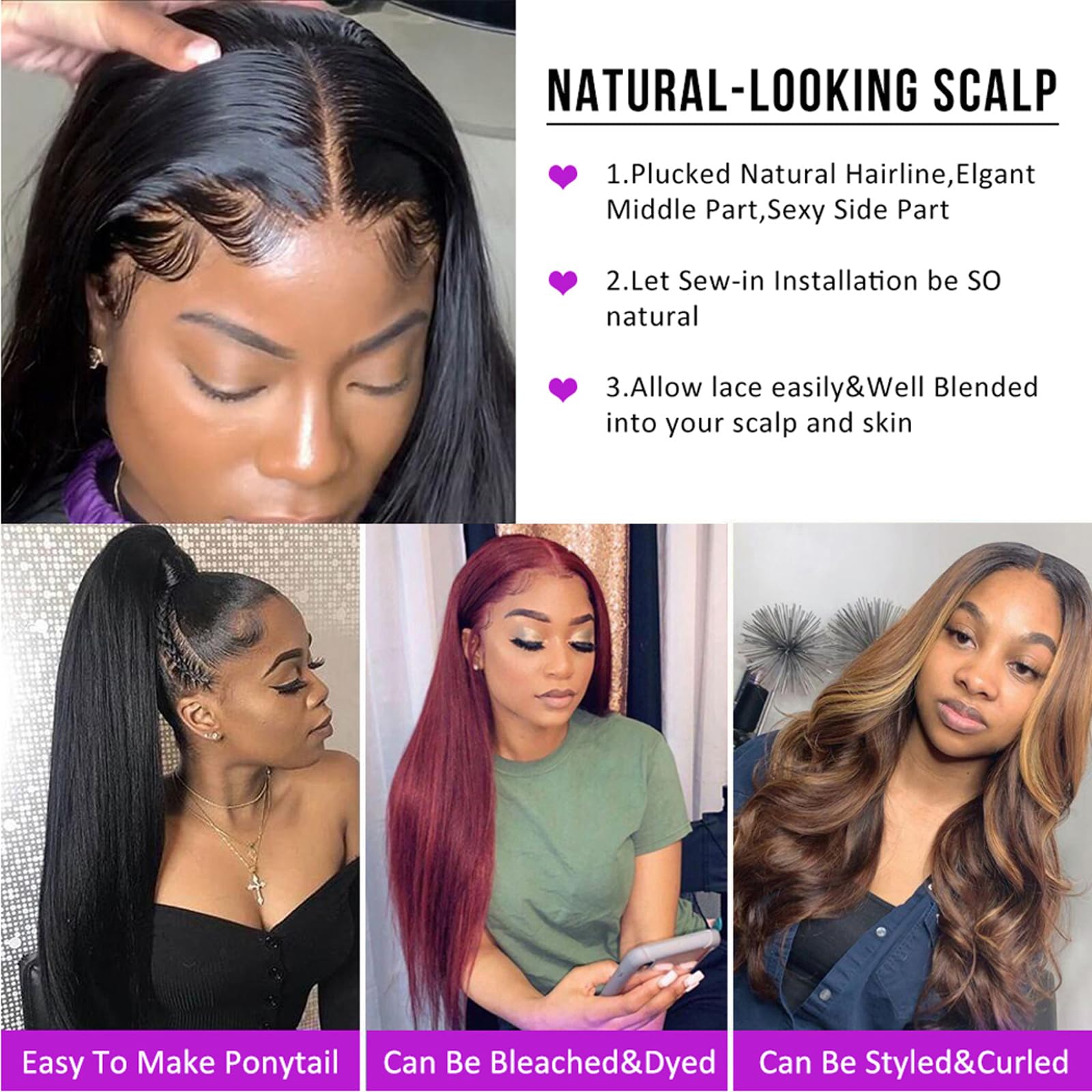 5x5 HD Lace Closure Glueless Wigs Human Hair - Pre Plucked, Pre Cut, Bone Straight with Baby Hair (28 Inch) | Perfect for Daily Wear, Special Occasions & Protective Styling