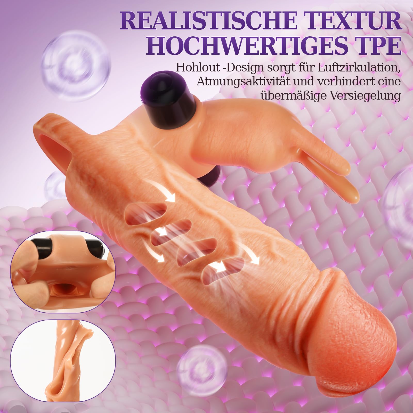 Realistic Penis Vibrator Ring for Men - 10 Powerful Vibration Modes, Couples Sex Toy for Enhanced Pleasure - Perfect for Date Nights & Spicing Up Your Relationship