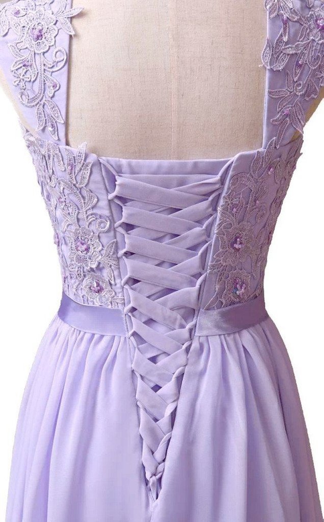 Elegant Women's Long Shoulder Straps Lace Chiffon Prom Formal Evening Dress for Homecoming, Wedding & Special Occasions