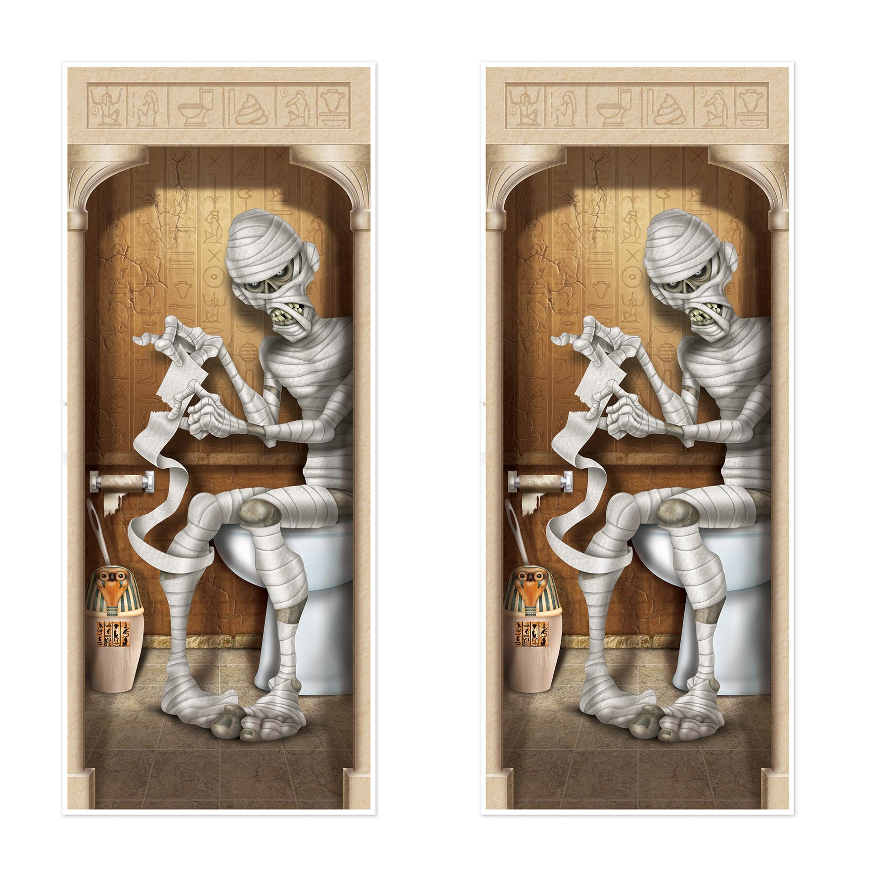 12 Pack Beistle Halloween Mummy Restroom Door Cover Decorations - Spooky Bathroom Decor for Halloween Party, Haunted House & Trick or Treat Decorating