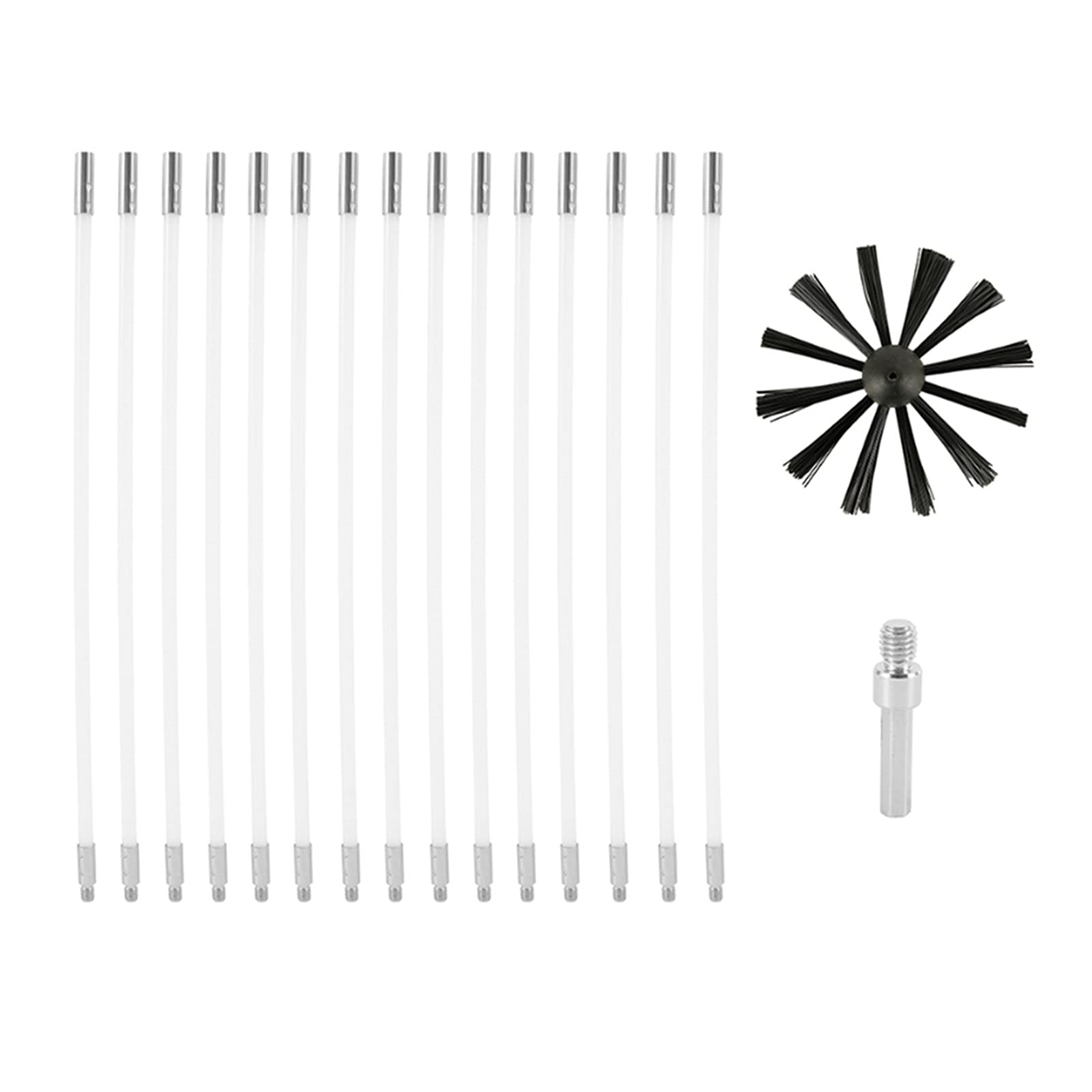 17Pcs Chimney Brush Set for Fireplace, Boiler & Dryer Vent Cleaning - Heavy Duty Industrial & Household Chimney Sweep Kit (Gold) - Perfect for Home Maintenance, HVAC Professionals & Fire Safety