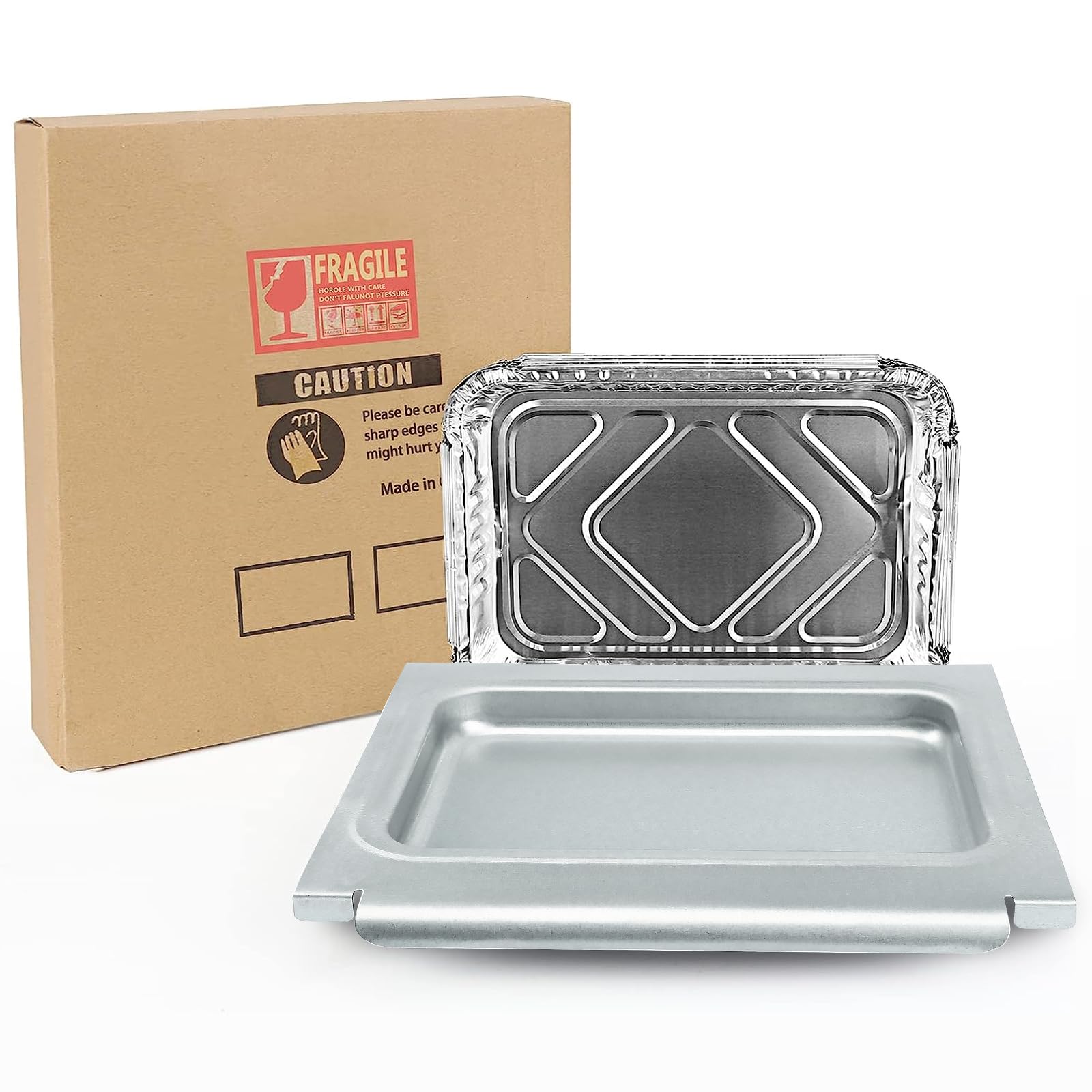 Weber Spirit I&II 200/300 & Genesis I&II LX200/300 Series Grease Tray - 67047 Metal Catch Pan & 6415 Aluminum Liner Replacement for Weber Traveler Grill - Perfect for Outdoor BBQ, Camping & Backyard Grilling