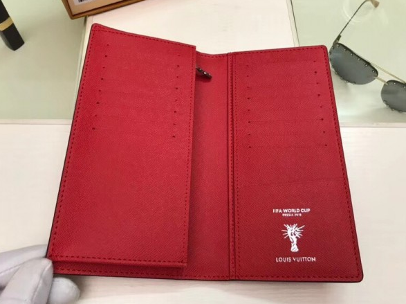 Authentic LV Brazza Wallet in Epi Leather - Hexagon Red Design for Men | Luxury Slim Bifold Wallet for Everyday Use & Travel | Perfect Gift for Business Professionals