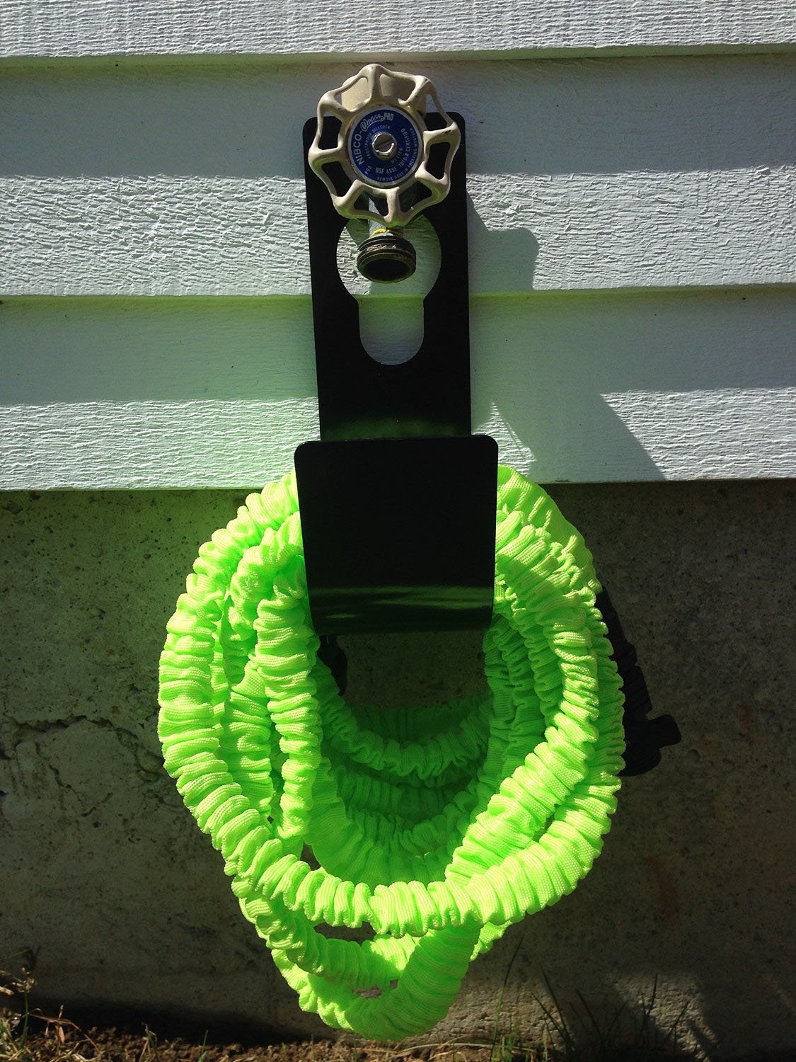 Metal Hose Holder for Faucet & Wall Mount - Perfect for XHose, Garden Hose (Black) - Outdoor Watering Solution
