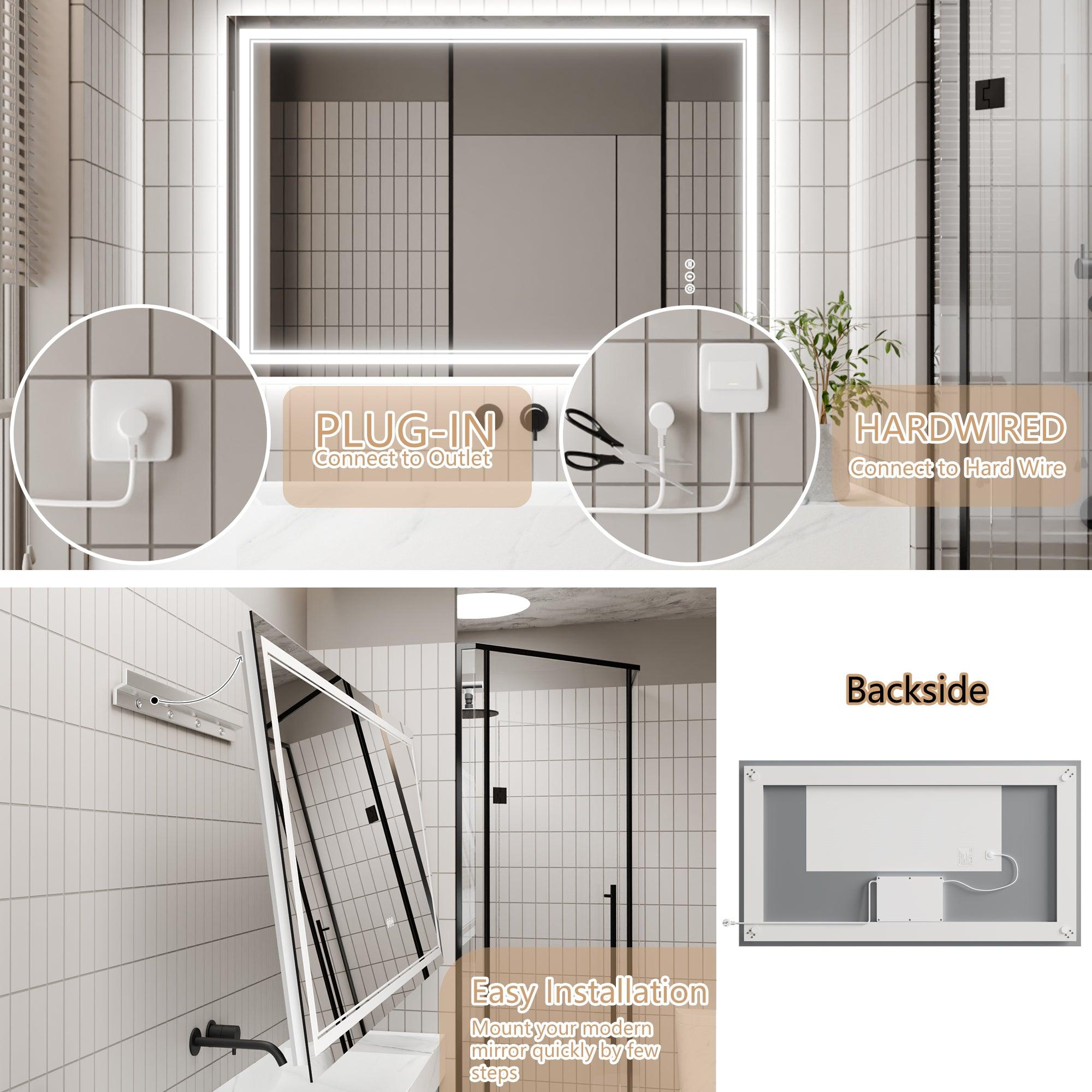 Anti-Fog LED Bathroom Mirror with Dimmable Backlit & Touch Switch - GlareGuard Illuminated Vanity Mirror for Makeup, Shaving & Home Decor