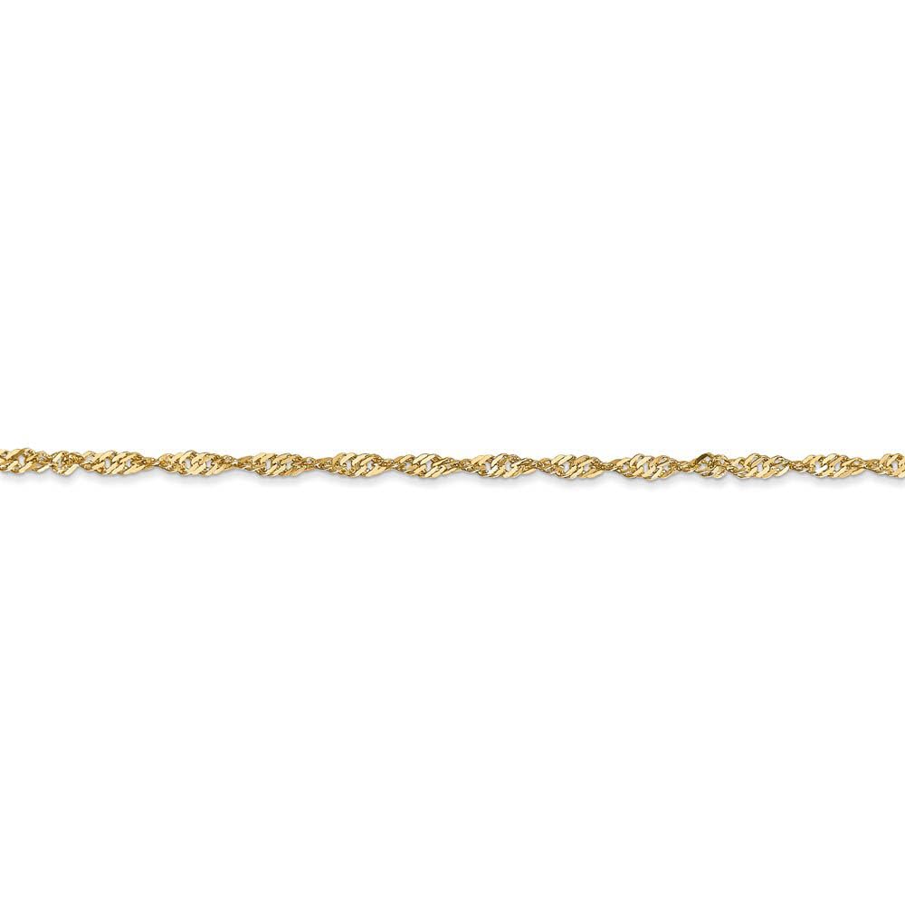 The Black Bow 1.6mm 14k Yellow Gold Diamond Cut Singapore Chain Necklace - Perfect for Elegant Evening Wear and Special Occasions