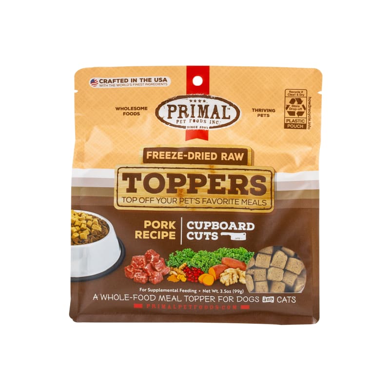 Primal Cupboard Cuts Pork Recipe Freeze-Dried Raw Dog & Cat Food Topper – 2 Size Options for Small & Large Pets | Perfect for Meal Boosting, Training Treats & Picky Eaters