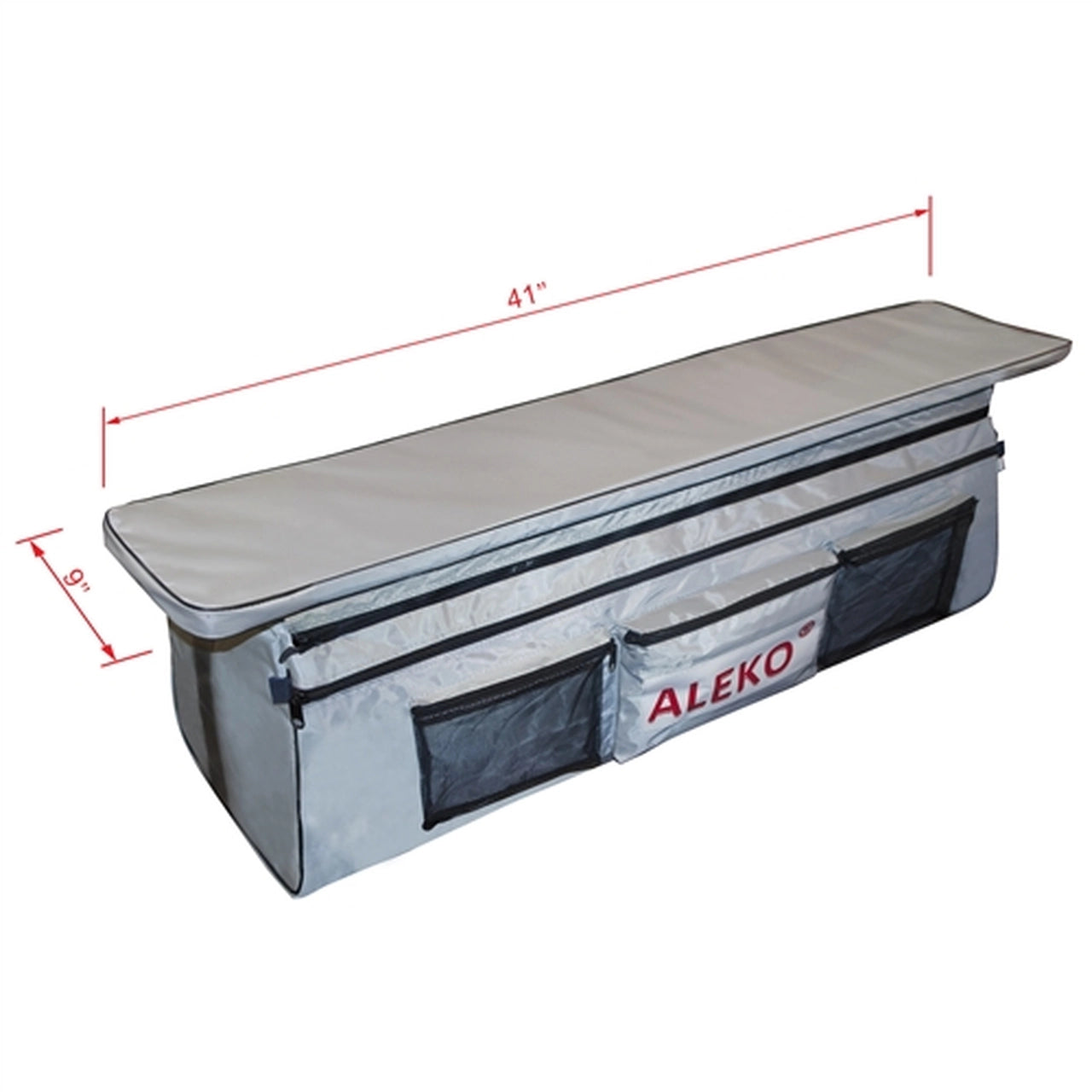 **Aleko Waterproof Inflatable Boat Seat Cushion with Storage Bag & Pockets - 41x9 Inches, Gray - Perfect for Fishing, Kayaking & Boating Comfort**