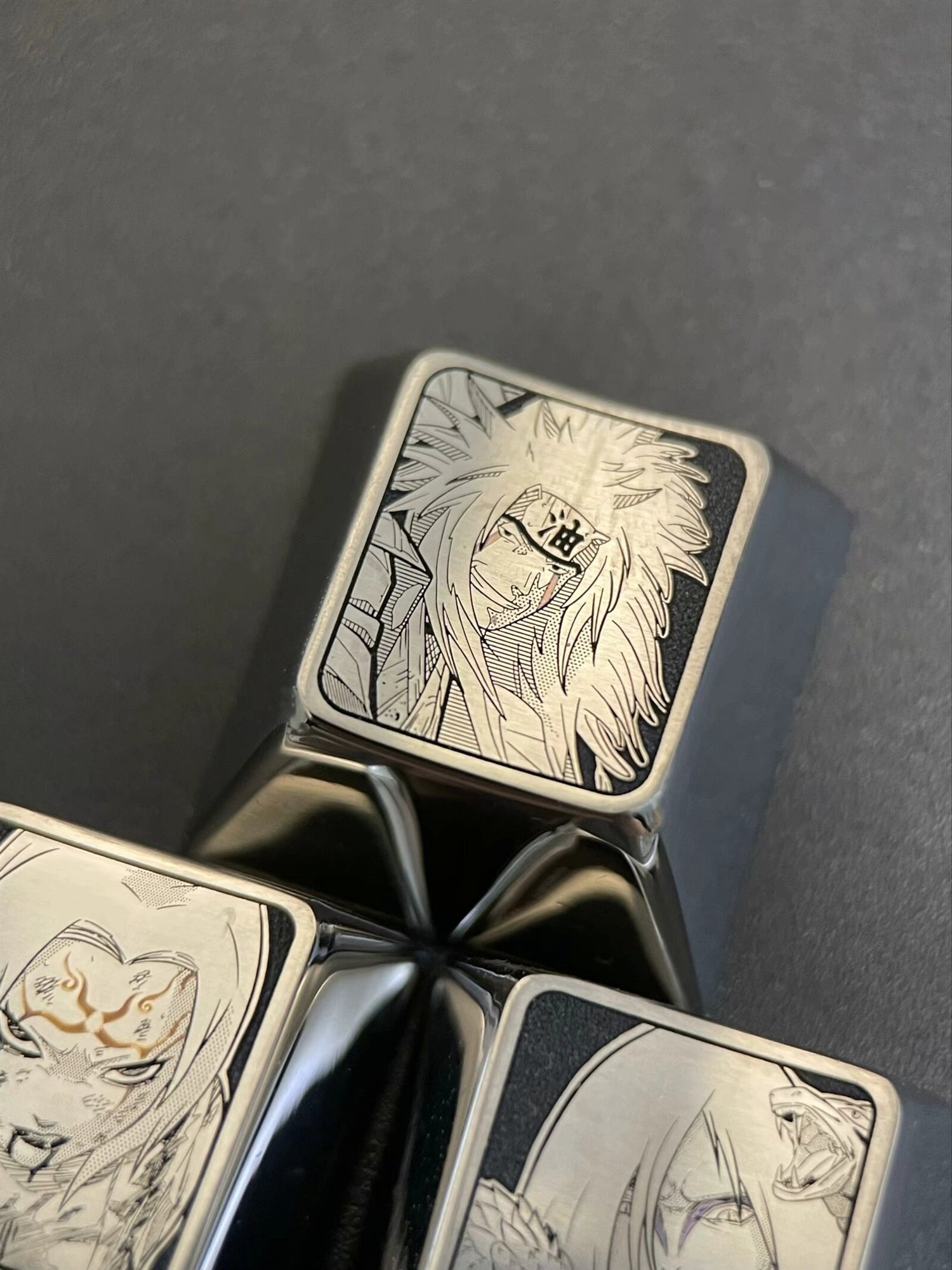 Naruto Sannin - Jiraiya, Tsunade, Orochimaru Exquisite Carved Titanium Alloy Keycaps for Mechanical Keyboards | Anime Gaming & Custom PC Setup