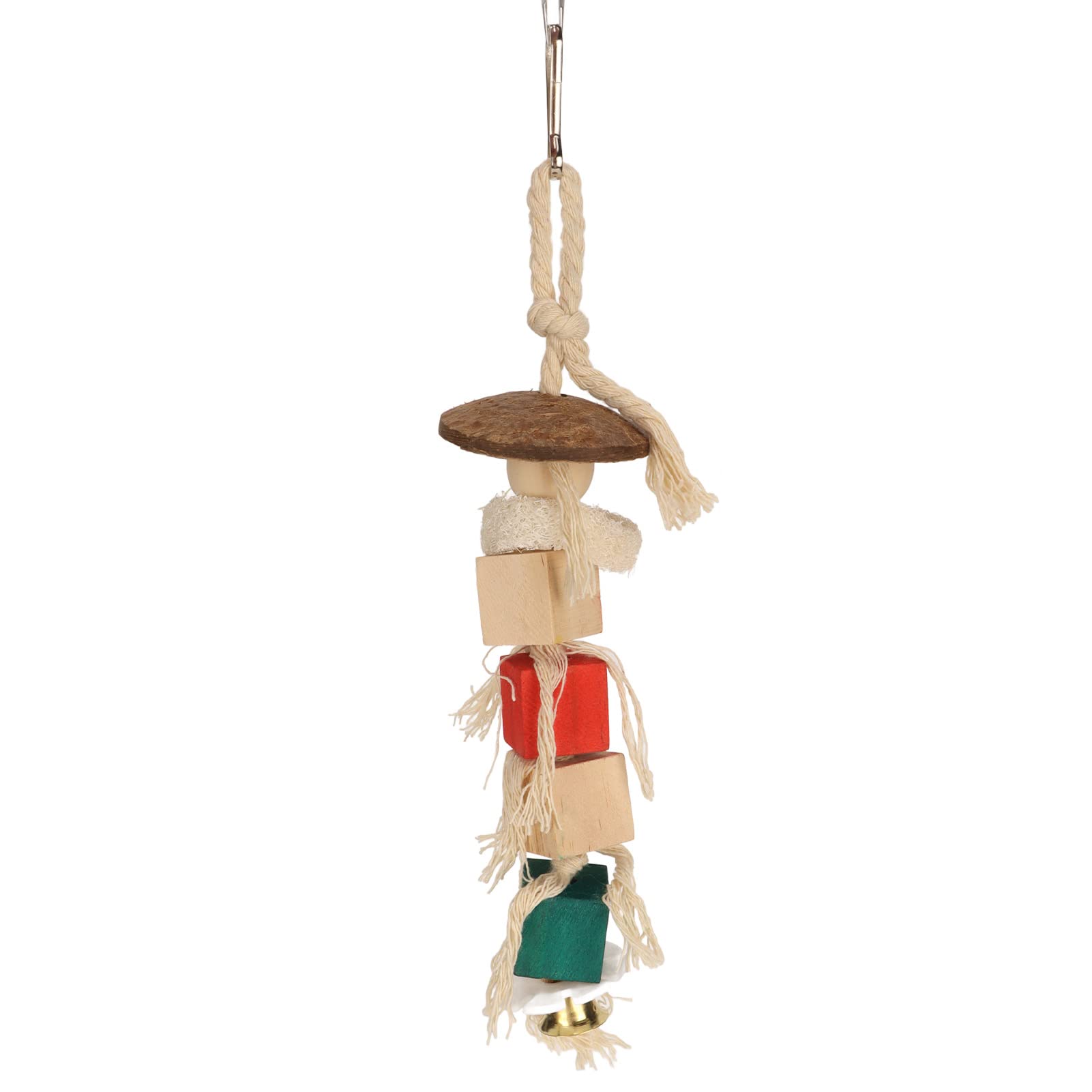 Pssopp Bird Chew Toy - Natural Wooden Chewing String Grind Beak Teeth Cage for Parrots, Guinea Pigs & Hamsters - Anxiety Relief & Teeth Trimming - 56x50x42mm - Perfect for Cage Play & Stress Relief