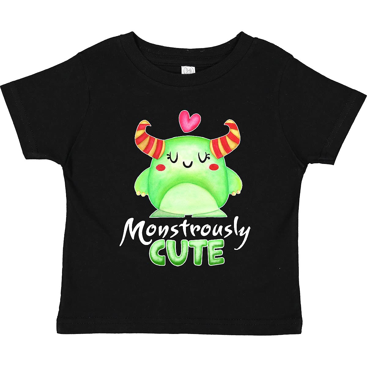 Inktastic Adorable Green Monster with Horns & Heart Toddler T-Shirt - Perfect for Playdates, Birthday Gifts & Everyday Cuteness