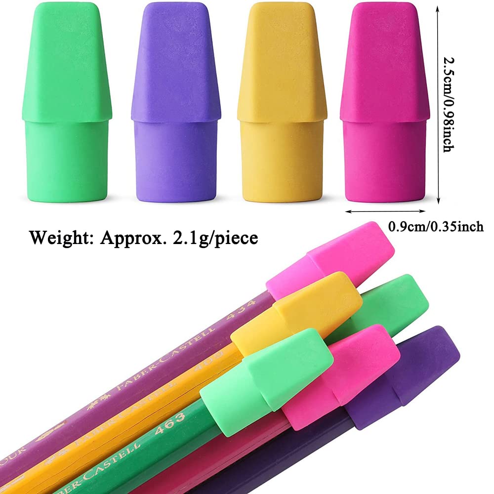 AKOAK 100-Piece Colorful Pencil Eraser Caps - Mixed Colors, Fits Most Standard Pencils for Kids & Students - Perfect for School, Office & Art Projects
