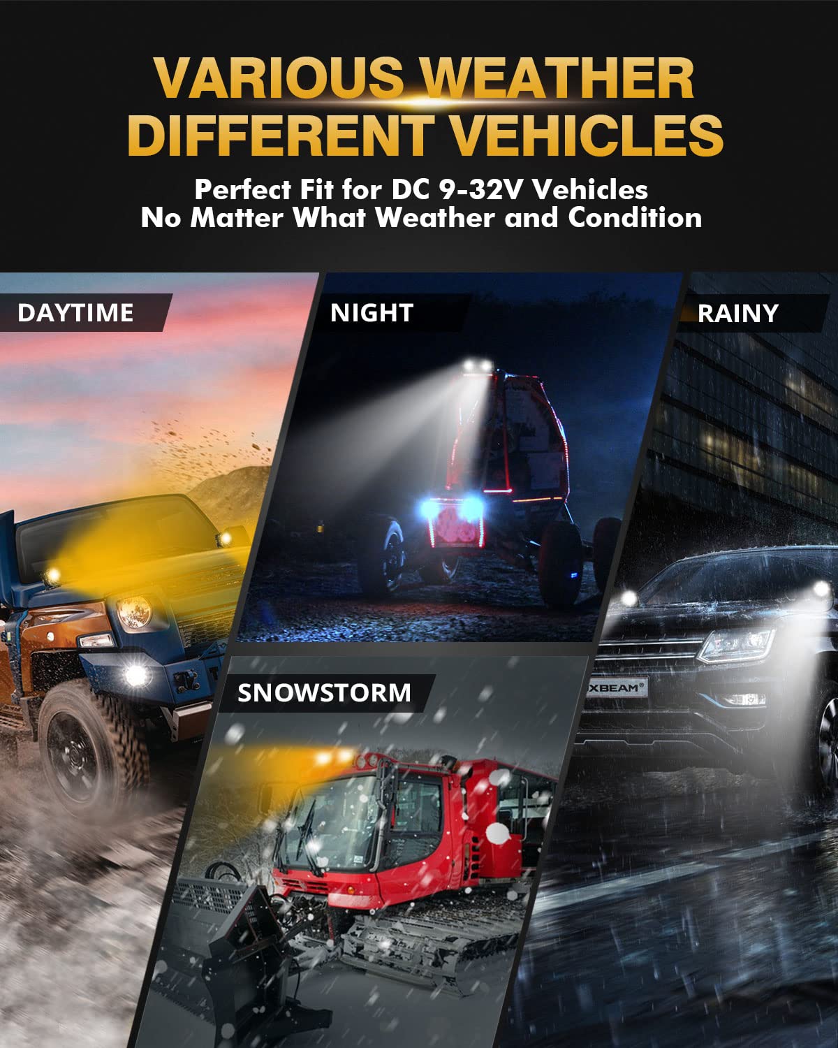 Auxbeam XP-Ultra Series 3-Inch 96W LED Pods - 6 Modes Dual Color (Amber/White) Spot Flood Combo Lights - Offroad Fog, Ditch & Emergency Warning Lights - Perfect for Trucks, ATVs & Emergency Vehicles - Strobe & Flashing Functions - Pair