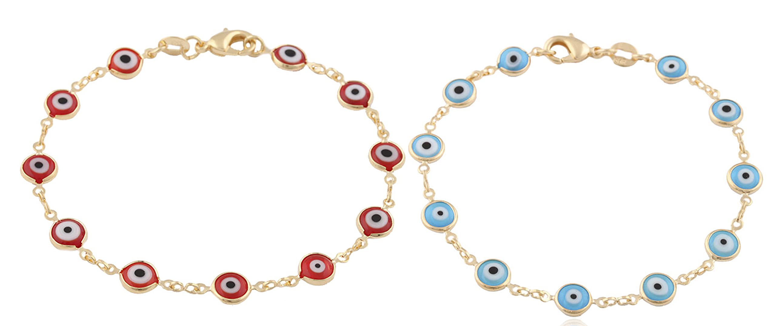 2 Pack Gold Overlay Evil Eye Bracelets for Women & Men - Protection & Good Luck Charm - Perfect for Gifts, Travel, and Everyday Wear