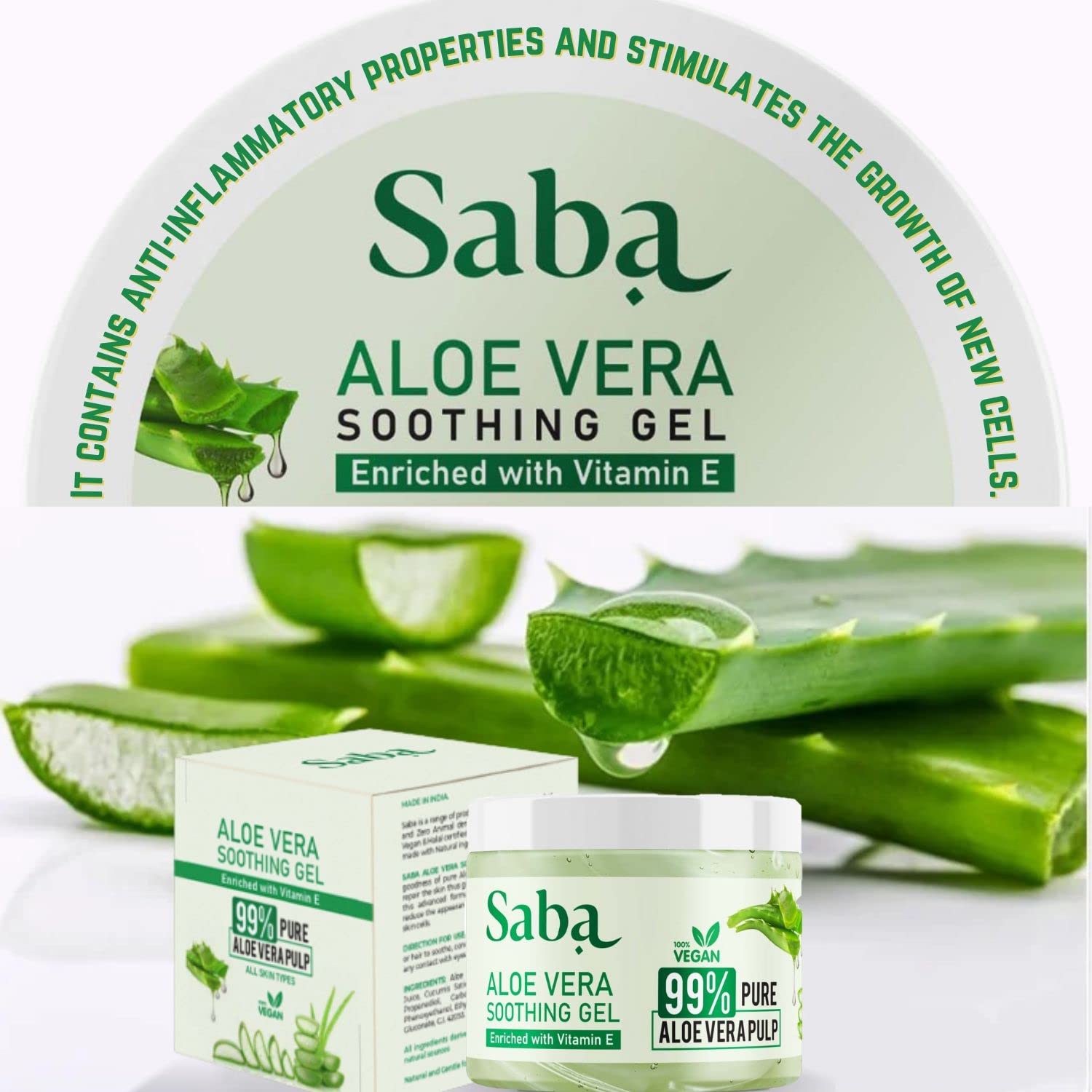 Pure Aloe Vera Gel with Vitamin E for Acne & Scar Treatment - Hydrating Moisturizer for Glowing Skin, After Sun Care, Hair Mask & Natural Face Care - 100g for Daily Skincare & Sunburn Relief