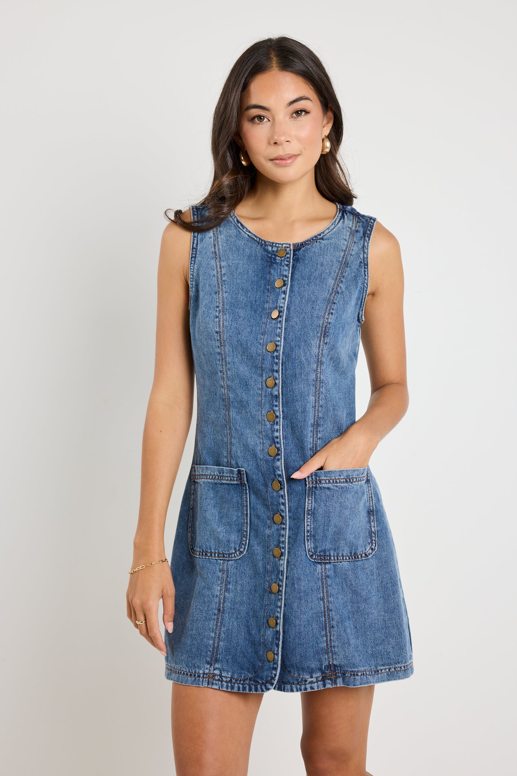 Stylish Avenue Mineral Blue Denim Mini Vest Dress for Women - Perfect for Casual Outings, Date Nights & Summer Fashion