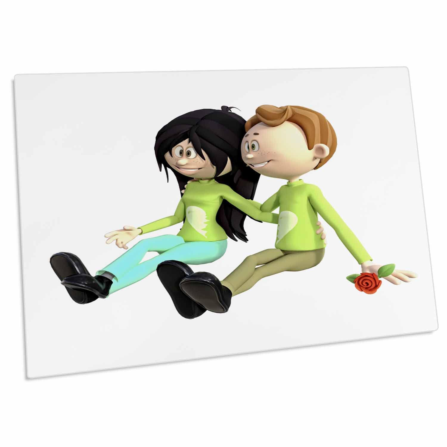 3D Rose Cartoon Couple in Love Desk Pad Place Mats Set - Non-Slip Table Protector for Dining Table, Office Desk, Kitchen Counter - Romantic Home Decor Gift for Couples (dpd-256687-1)