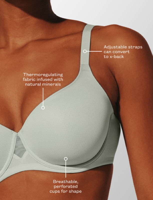 TempSync™ Thermoregulating T-Shirt Bra for Women - Moisture-Wicking & Breathable Support for Workouts, Yoga & Everyday Comfort